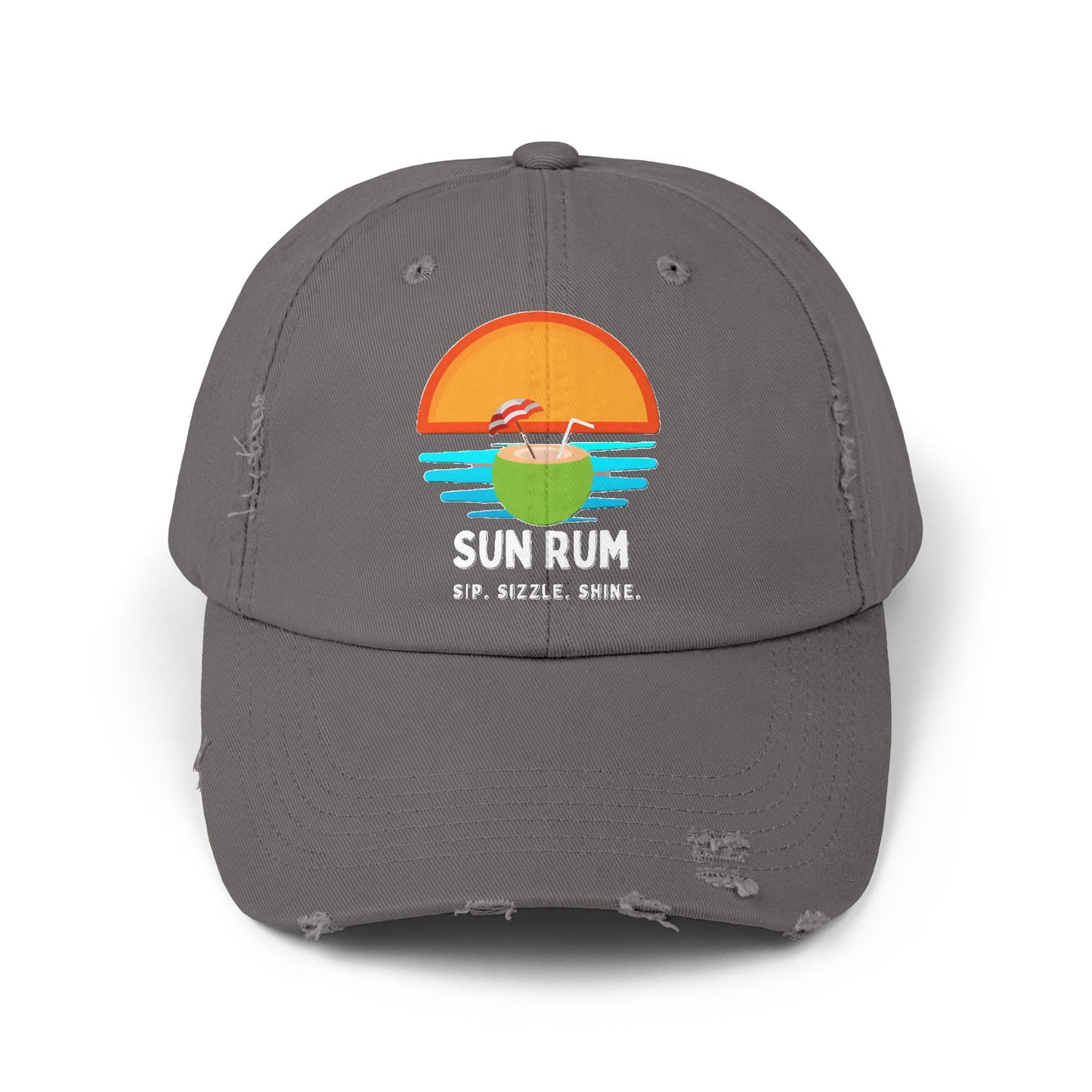 Grey Unisex Distressed Hat - front
