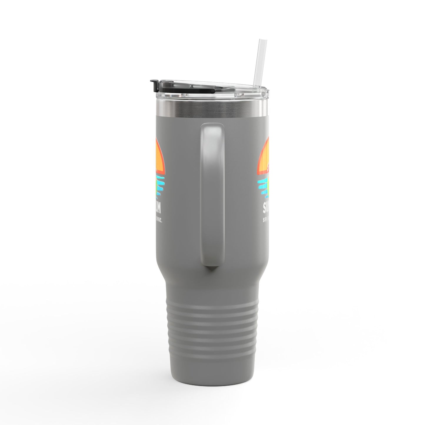 Grey insulated travel mug - Side