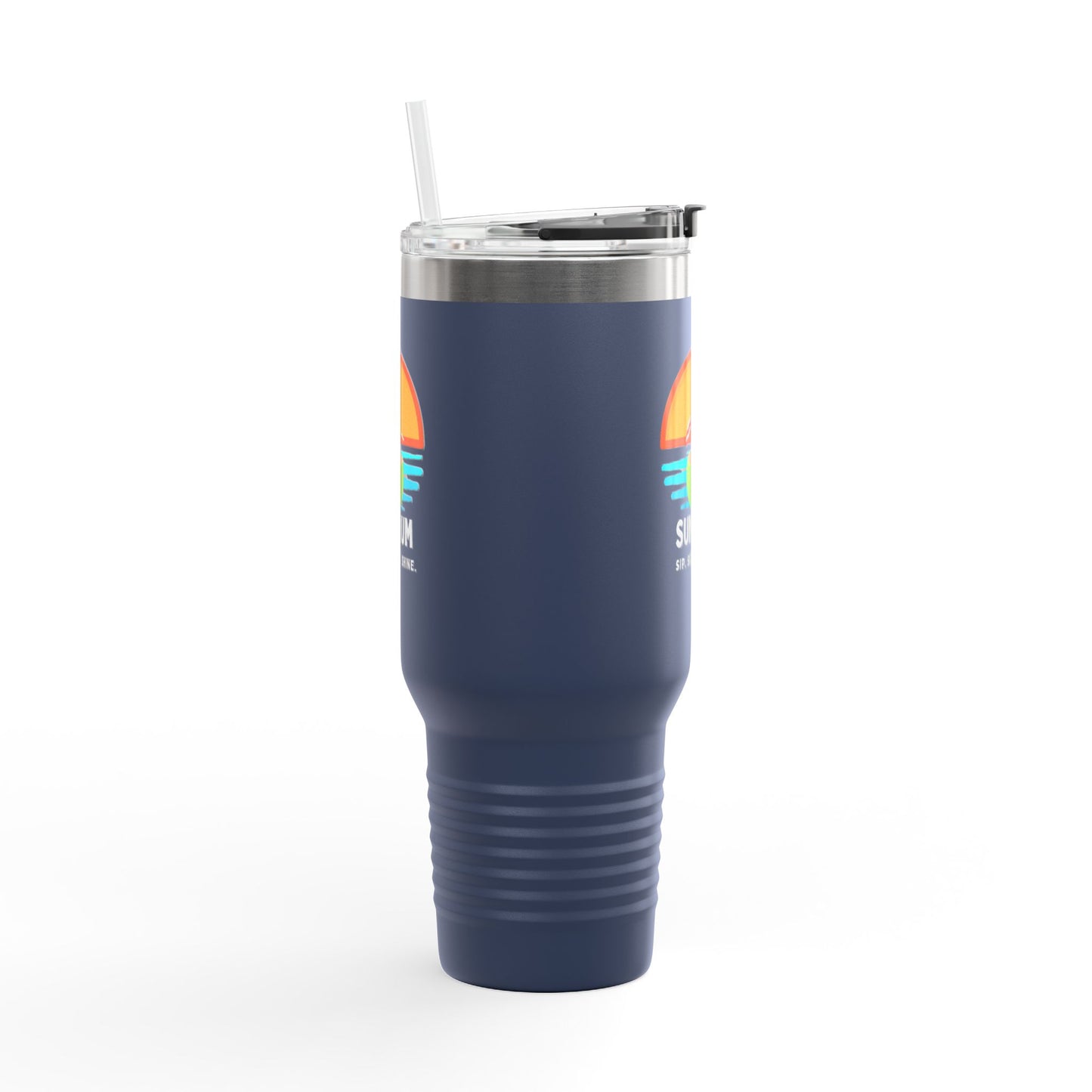 Dark grey insulated travel mug - side
