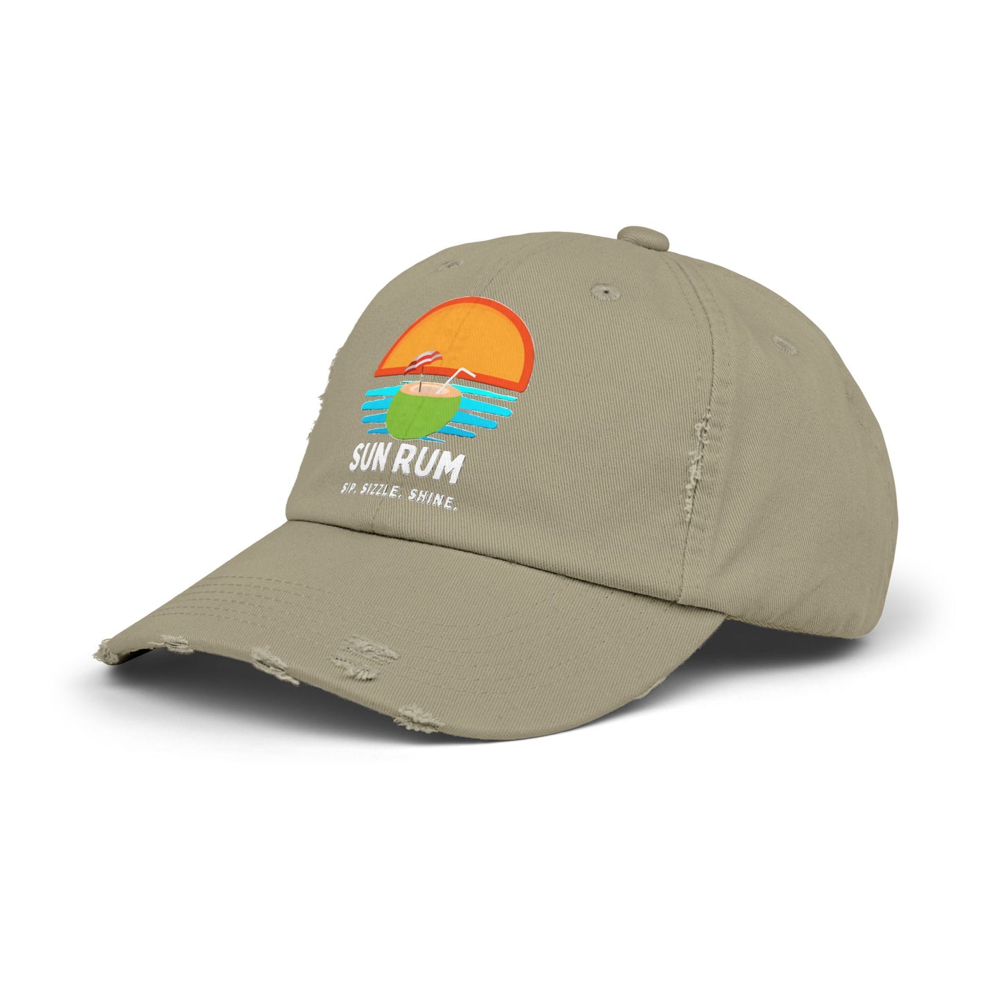 Olive Unisex Distressed Hat - side