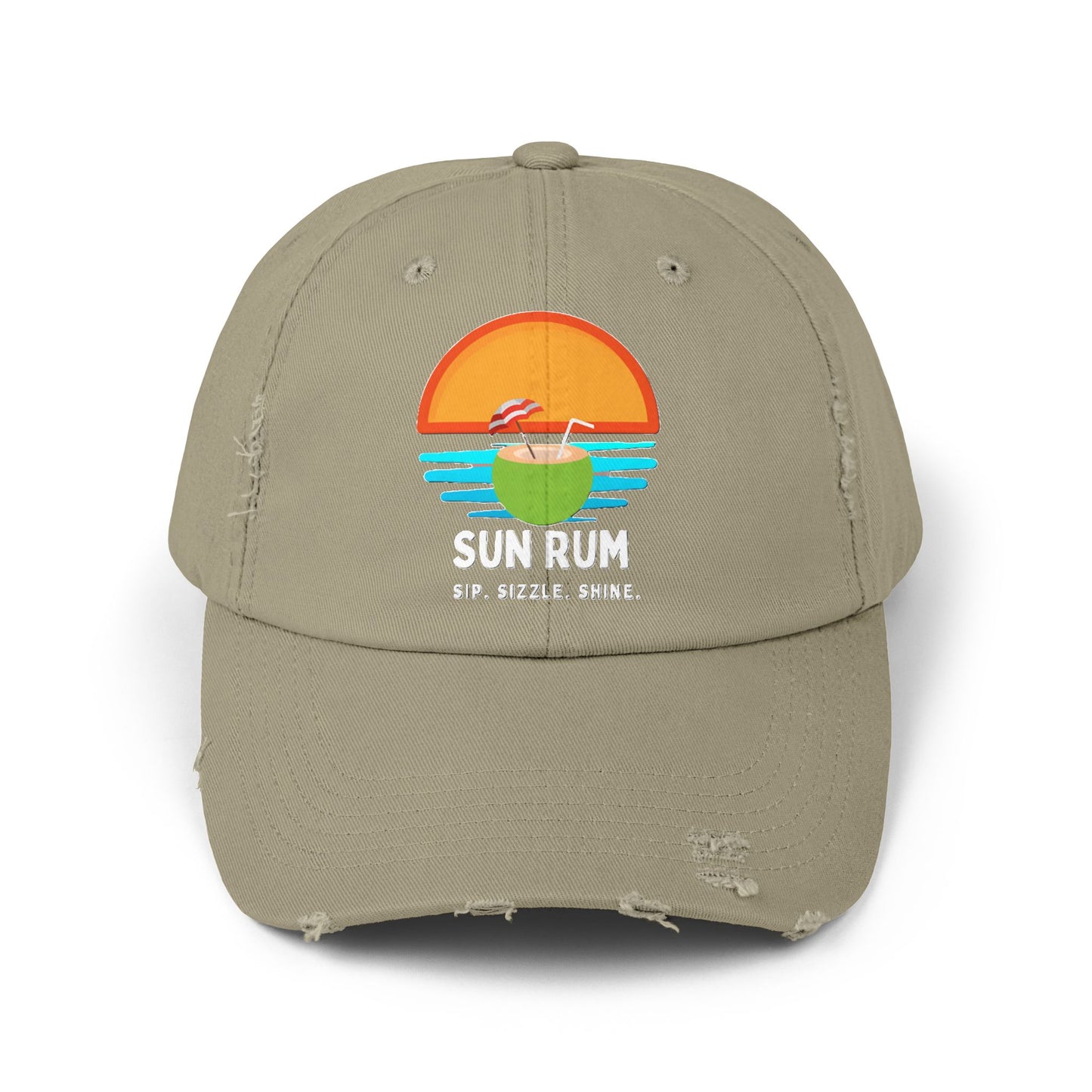 Olive Unisex Distressed Hat - front