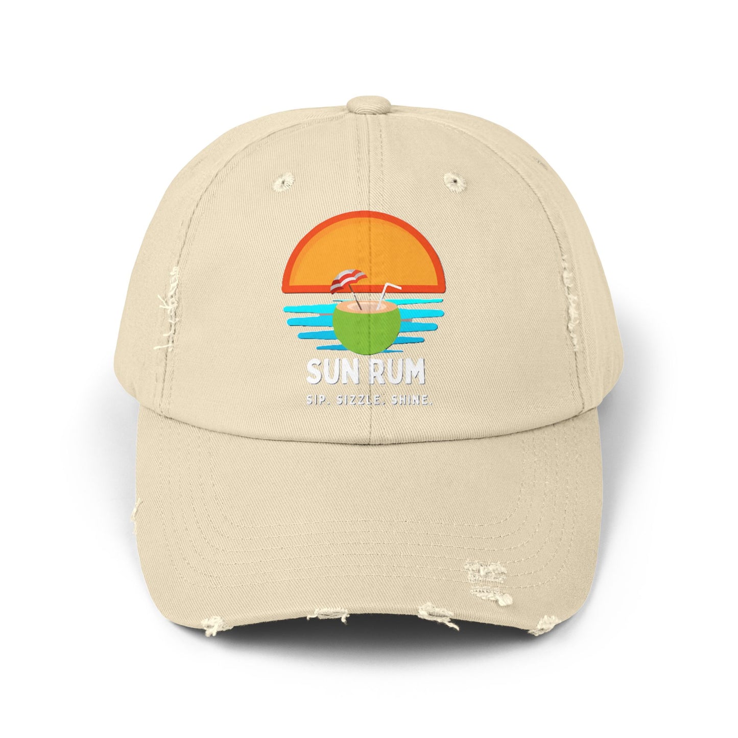 Sand Unisex Distressed Hat - front