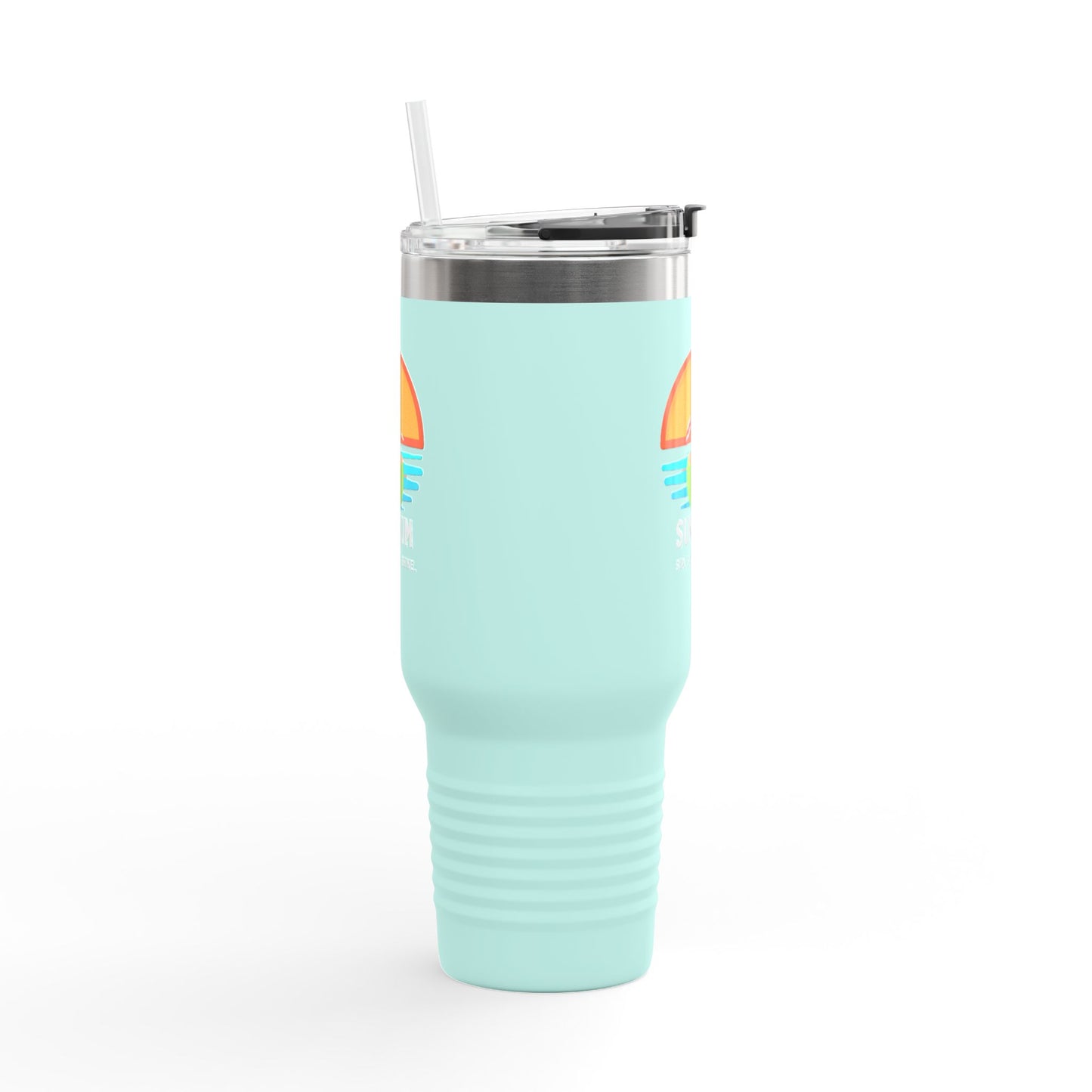 Tiffany blue insulated travel mug - side