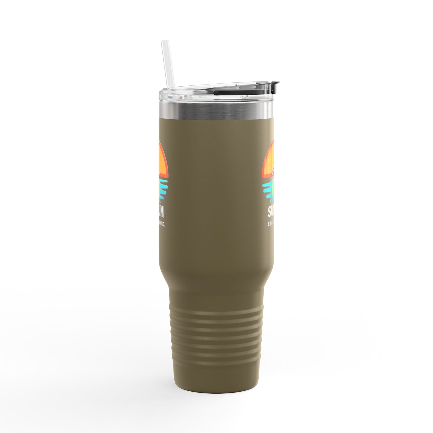 Green insulated travel mug - side