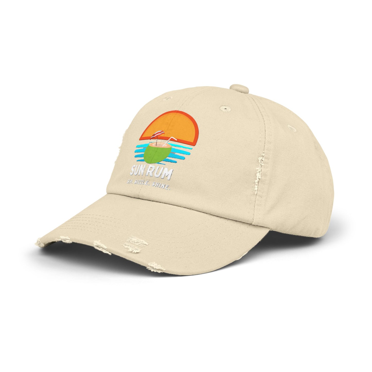 Sand Unisex Distressed Hat - side