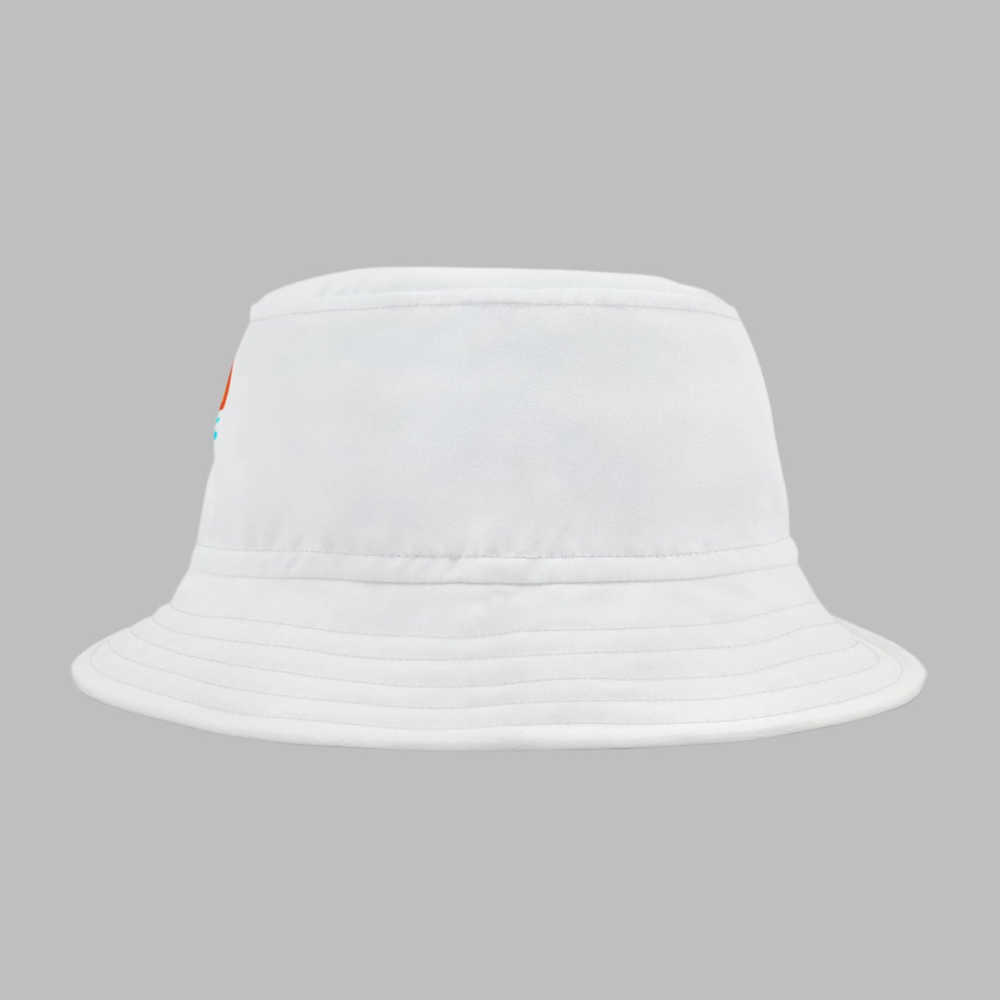 White bucket hat - left side view