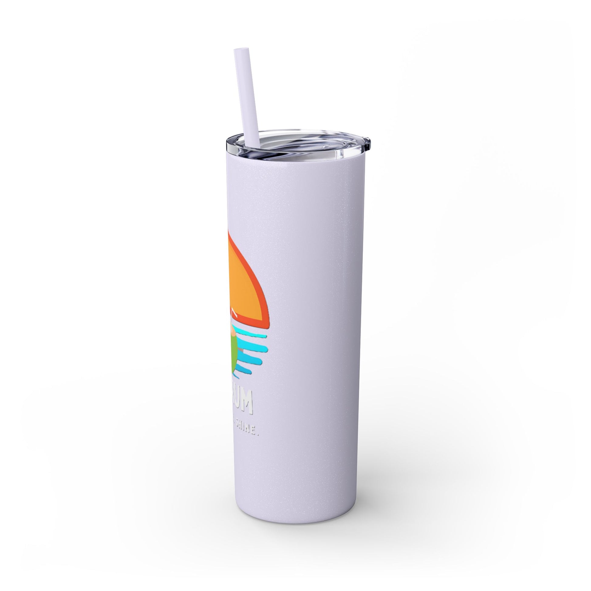 White Tumbler with straw, 20oz - side