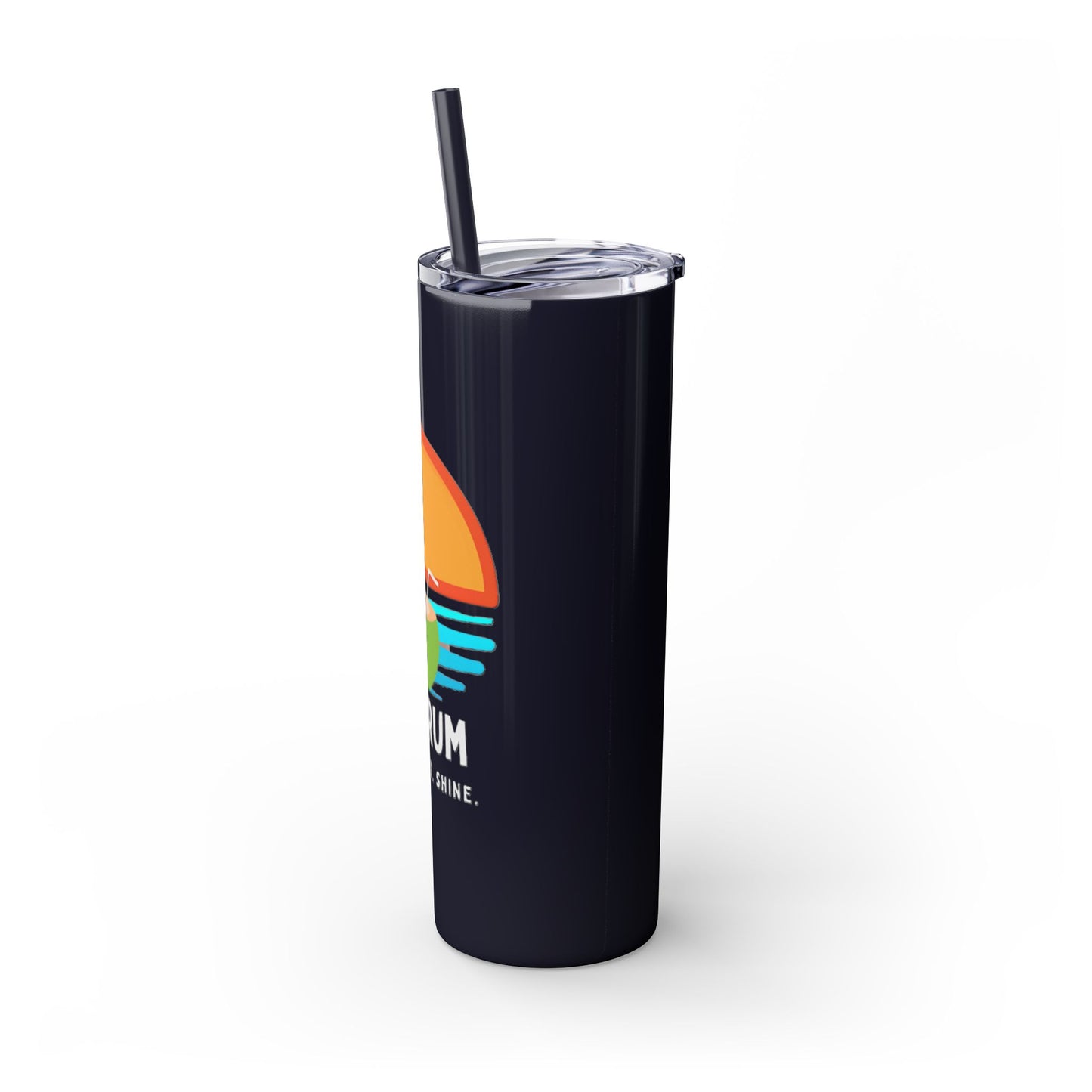 Black Tumbler with straw, 20oz - side