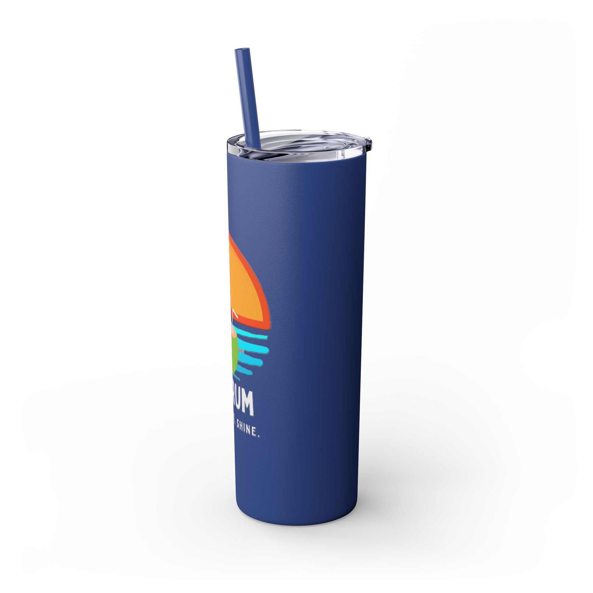 Blue Tumbler with straw, 20oz - back