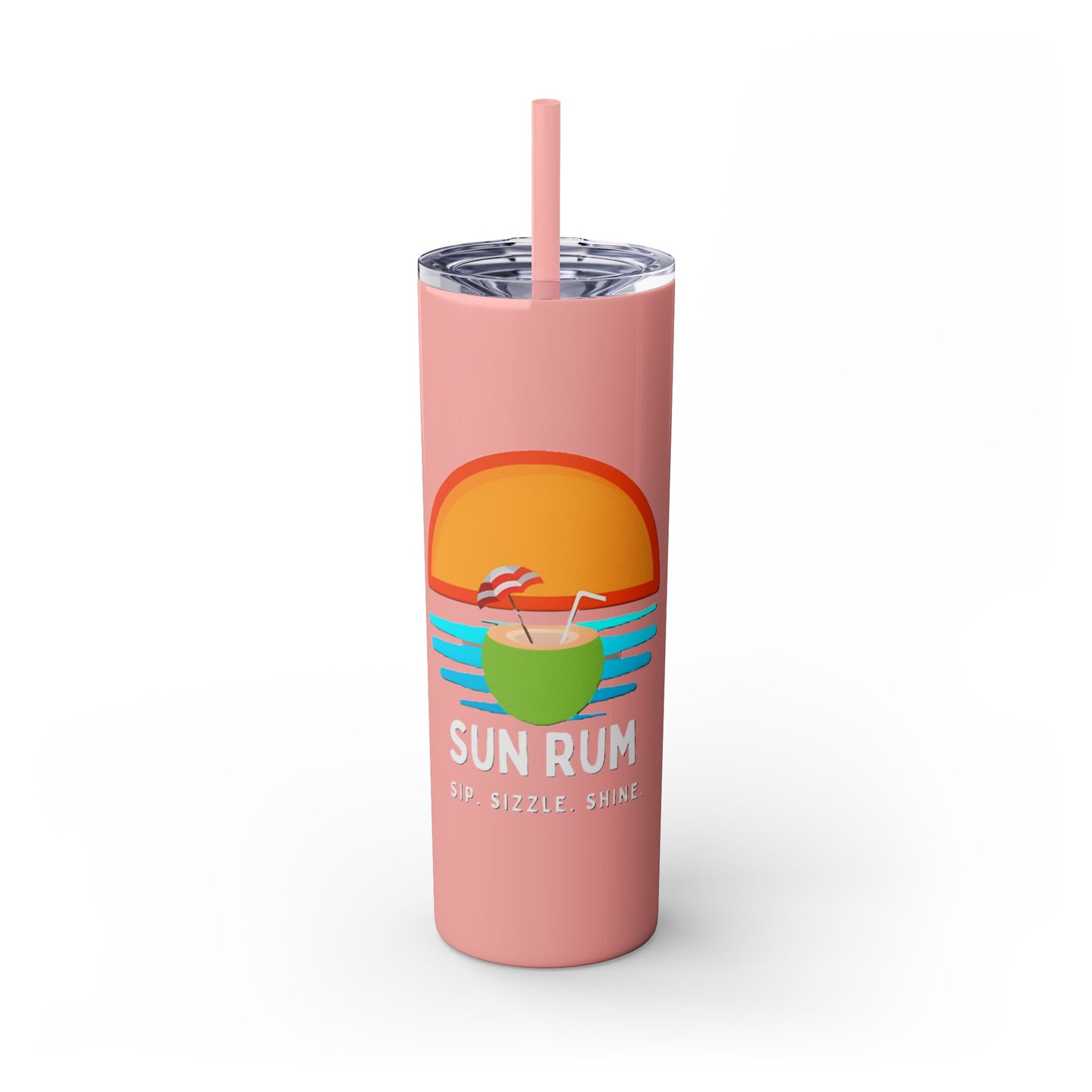 Pink Tumbler with straw, 20oz - front
