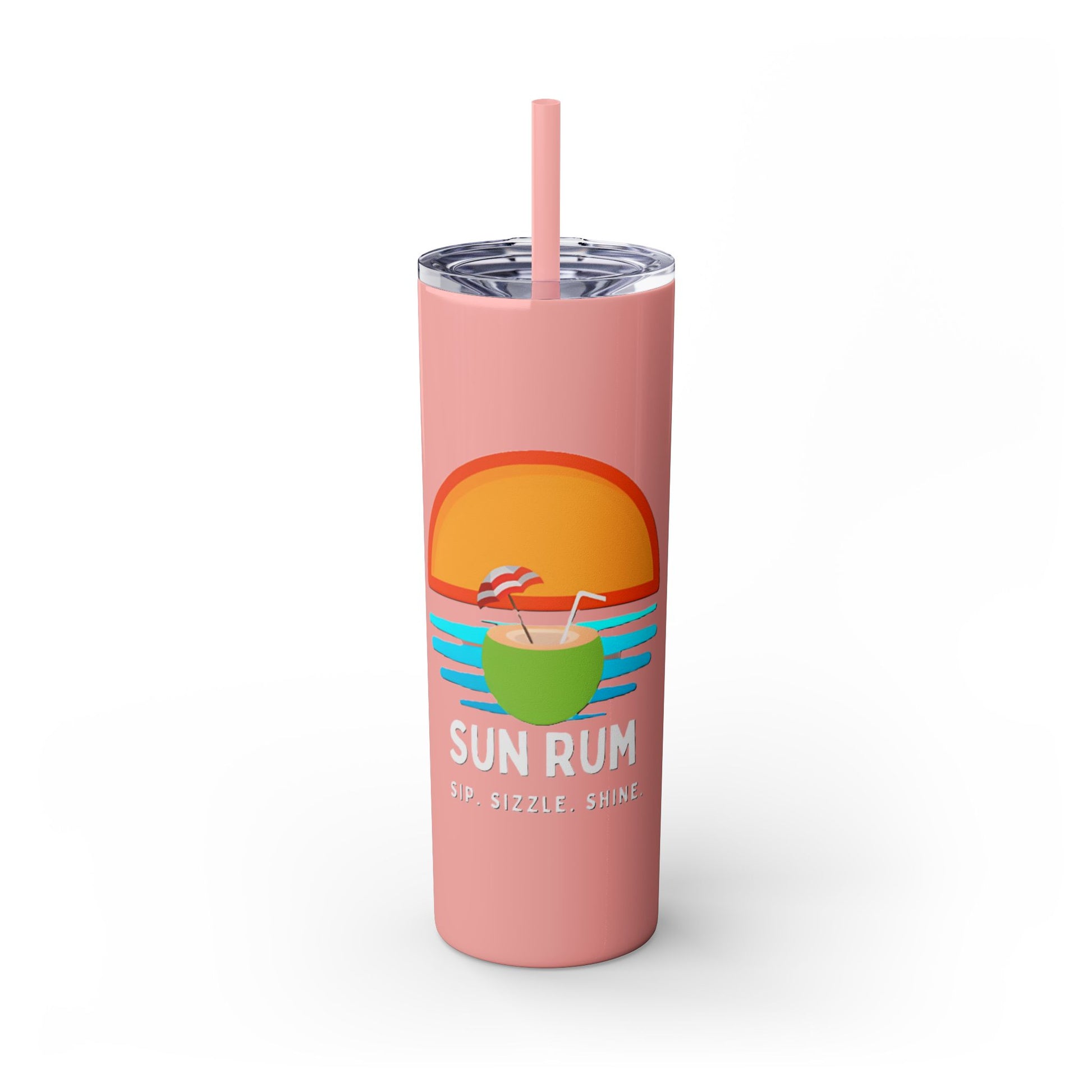 Pink Tumbler with straw, 20oz - front