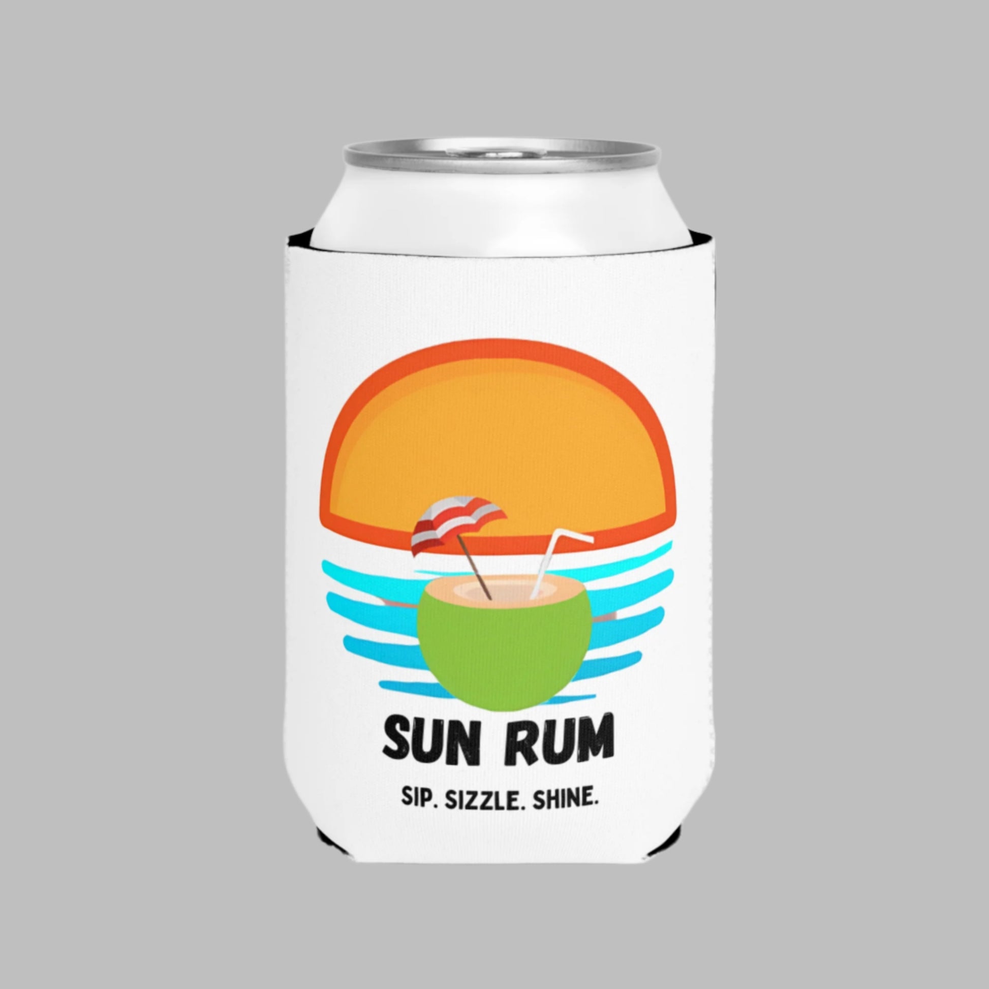 white Can koozie - front side