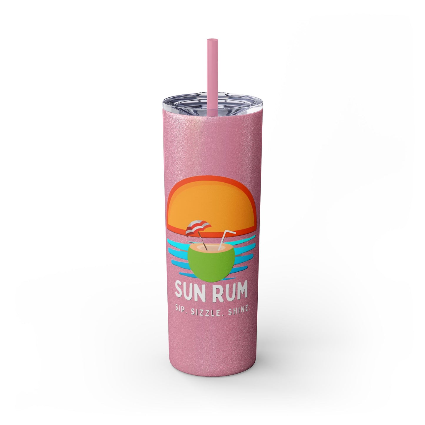 Glossy Pink Tumbler with straw, 20oz - front