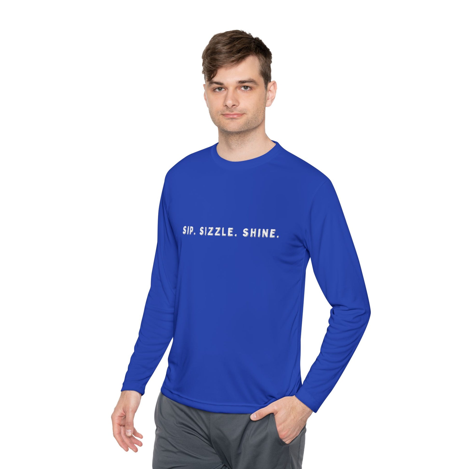 Blue Unisex Lightweight Long Sleeve Tee: front