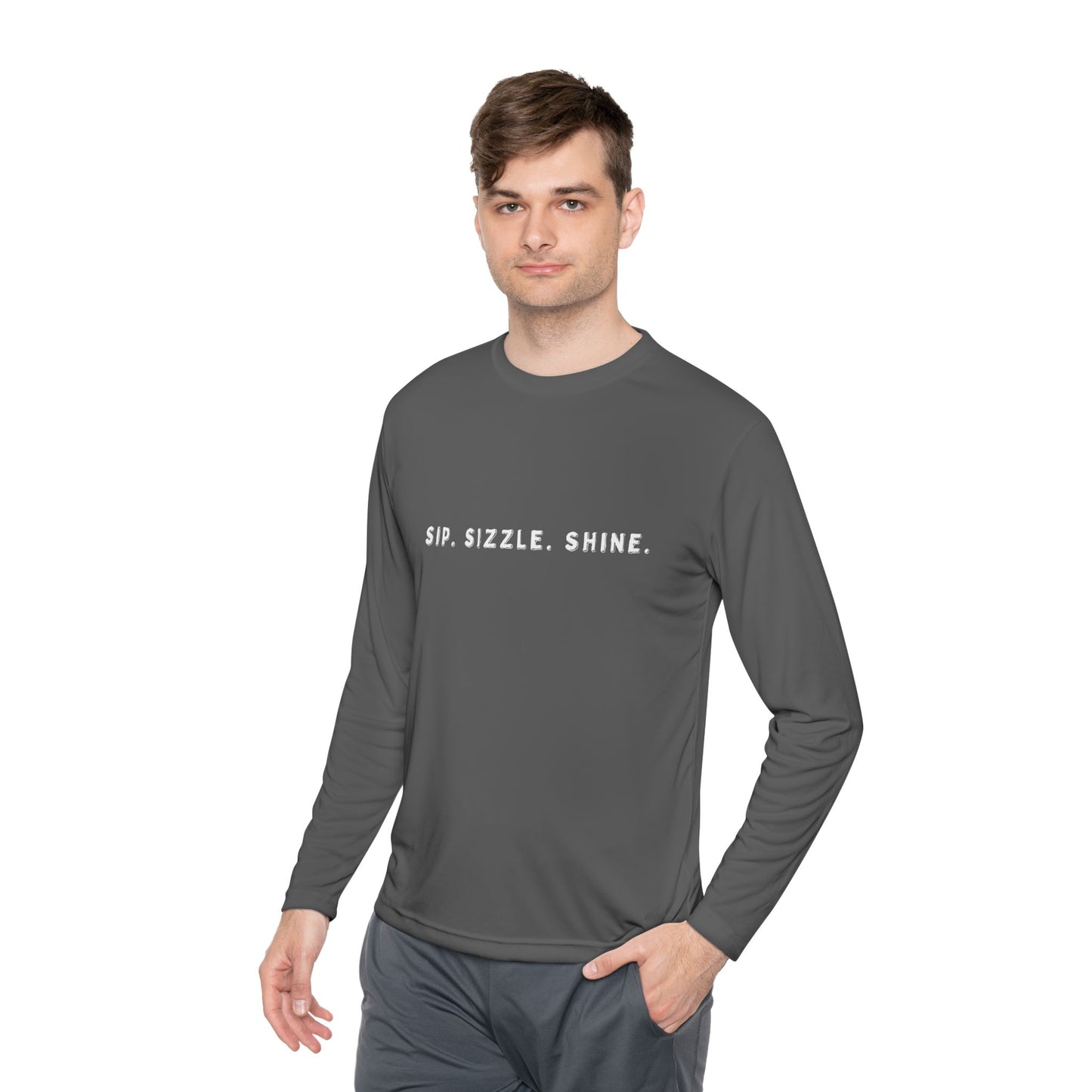 Dark Grey Unisex Lightweight Long Sleeve Tee: front