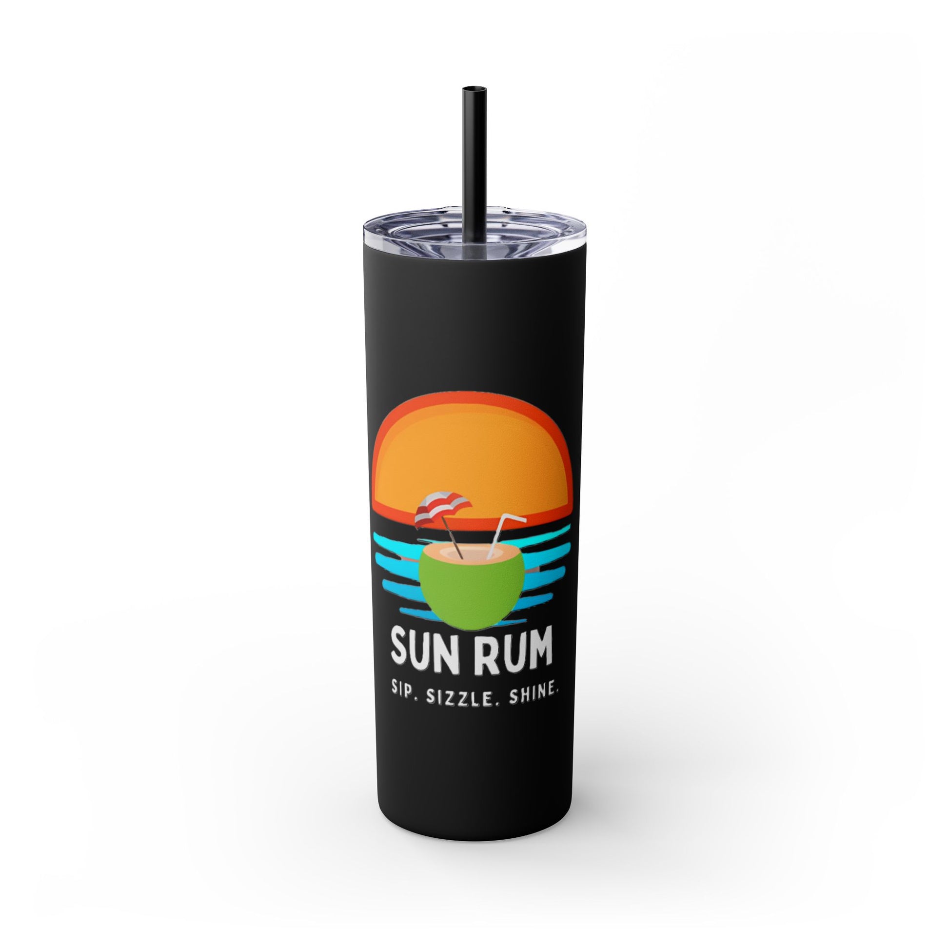 Black Tumbler with straw, 20oz - front