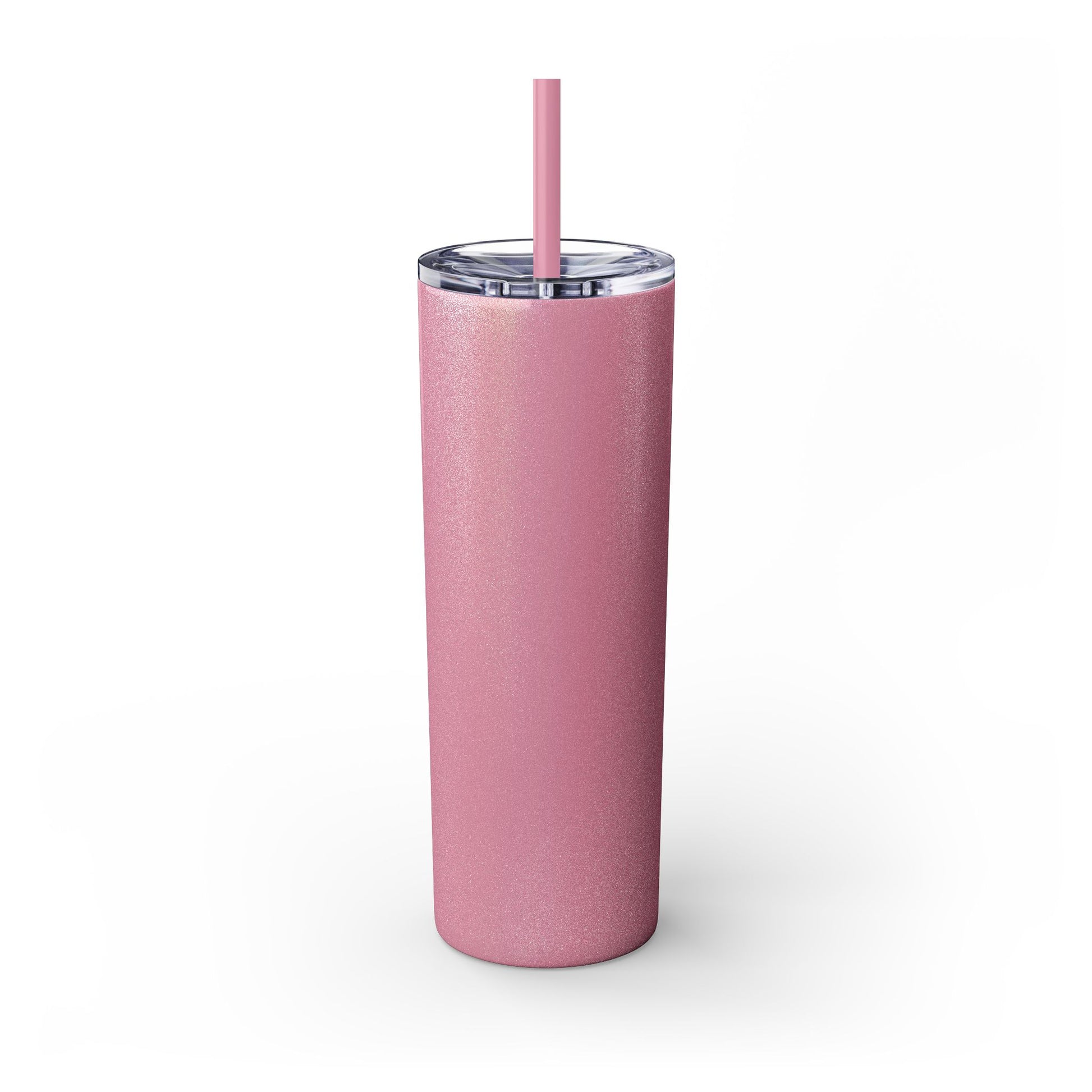 Glossy Pink Tumbler with straw, 20oz - back