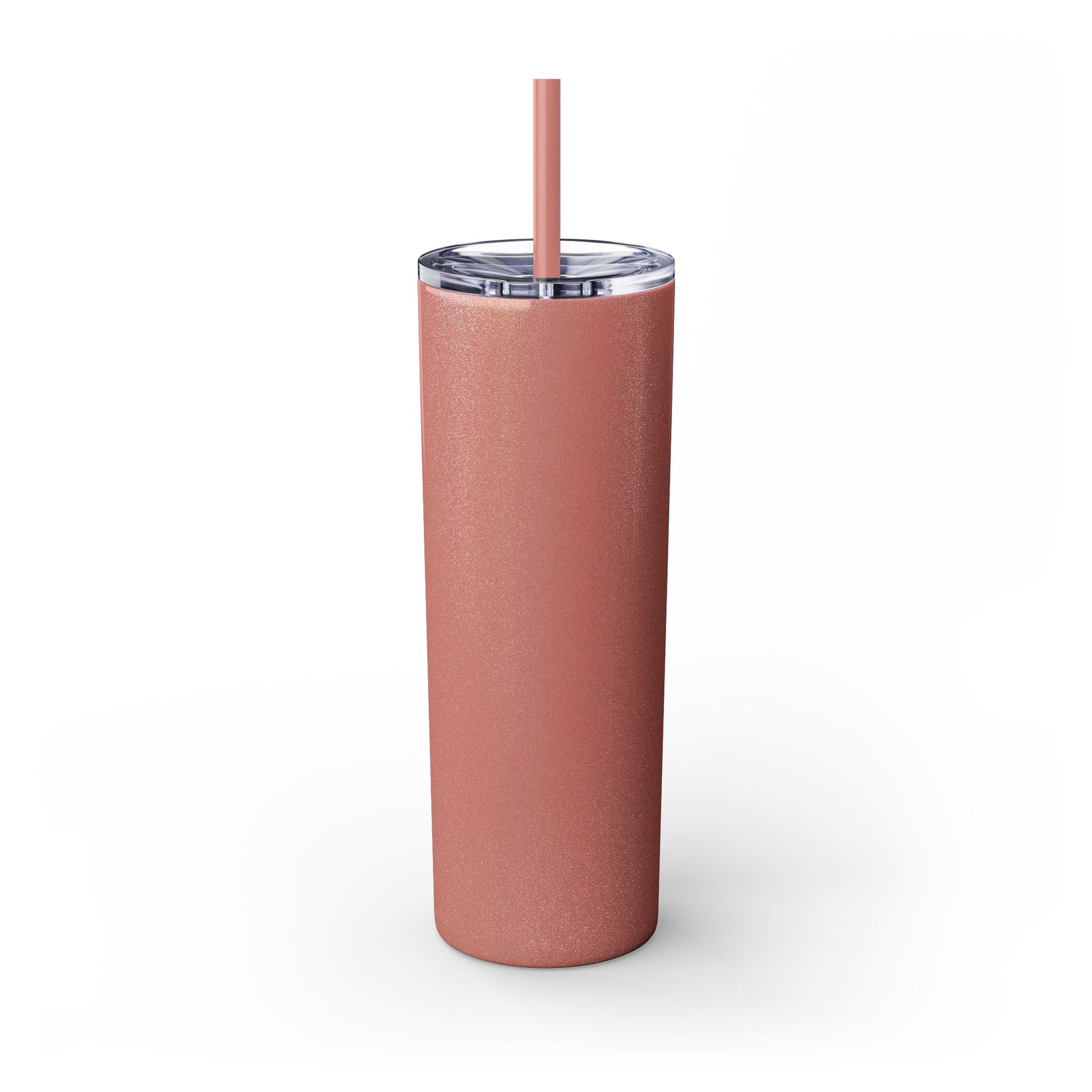 Glossy Pink Tumbler with straw, 20oz - back