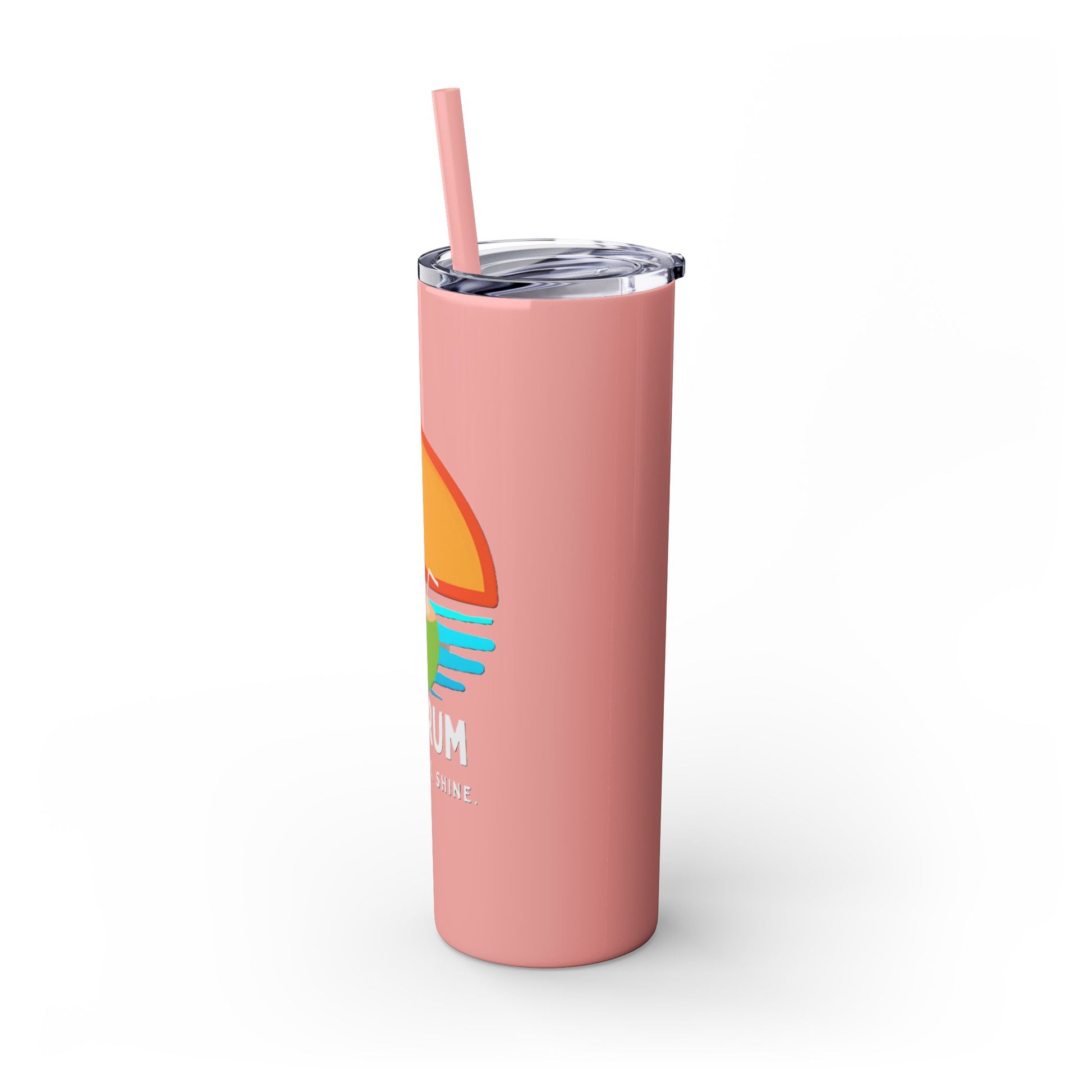 Pink Tumbler with straw, 20oz - side
