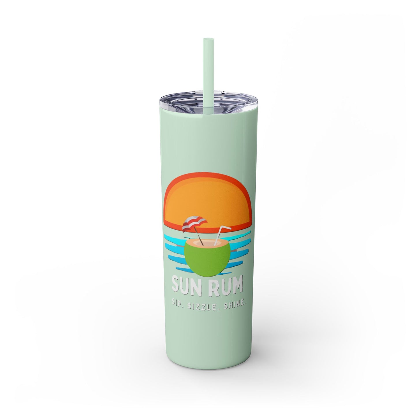 Teal Tumbler with straw, 20oz - front