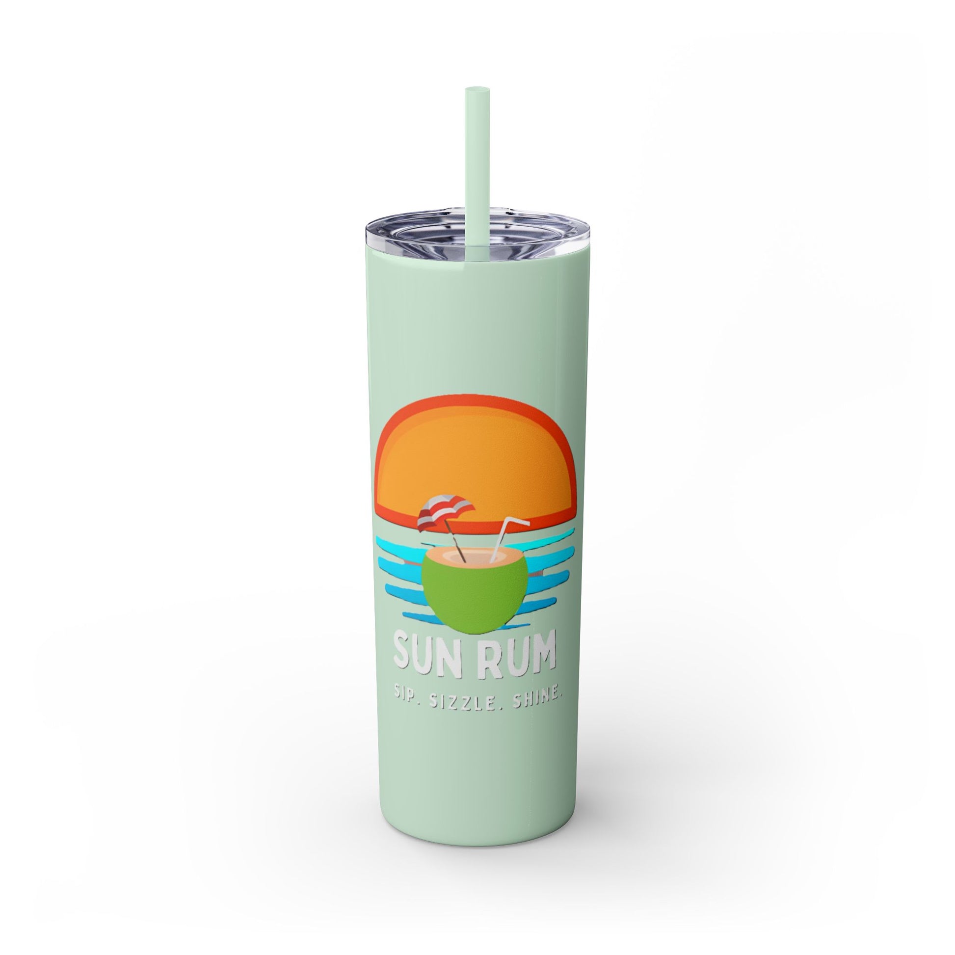 Teal Tumbler with straw, 20oz - front