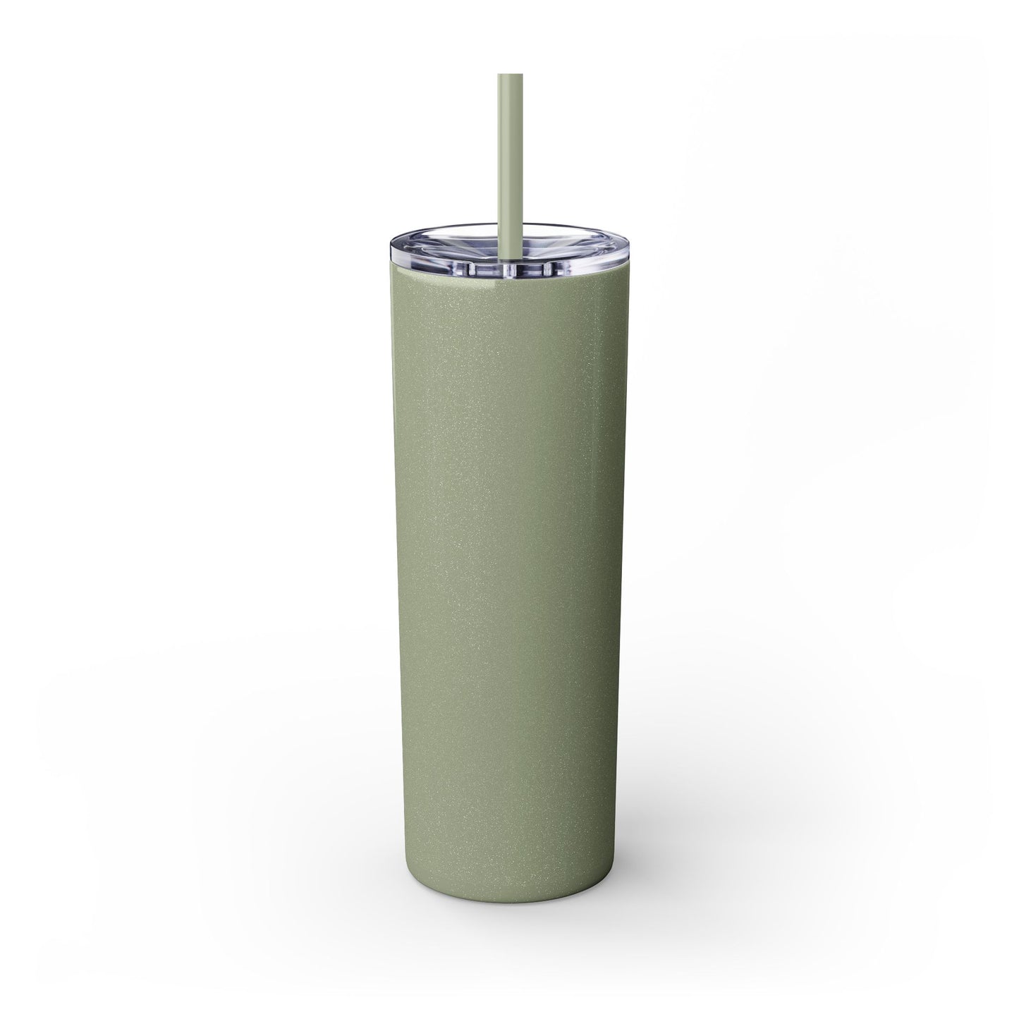 Glossy olive Tumbler with straw, 20oz - back
