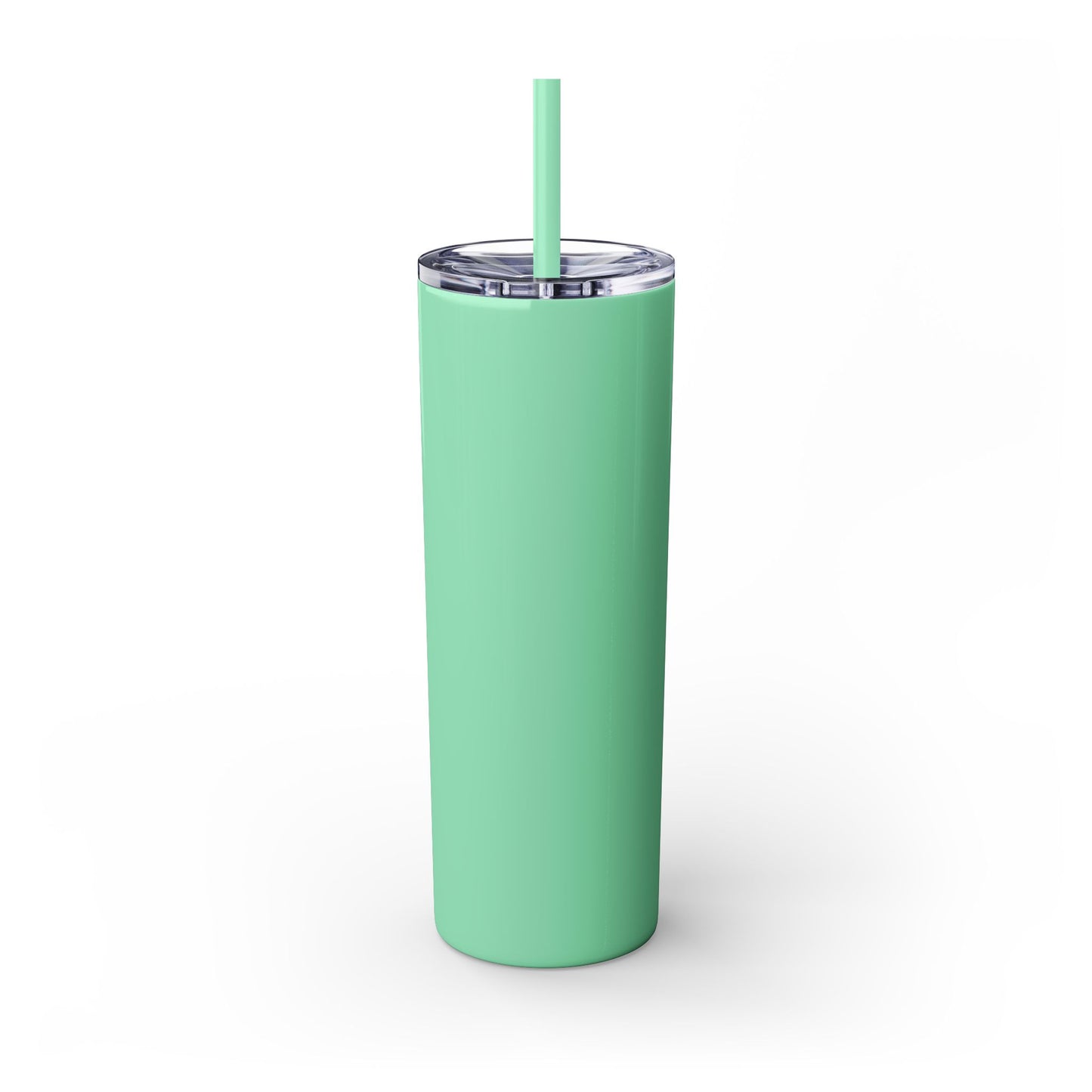 Green Tumbler with straw, 20oz - back