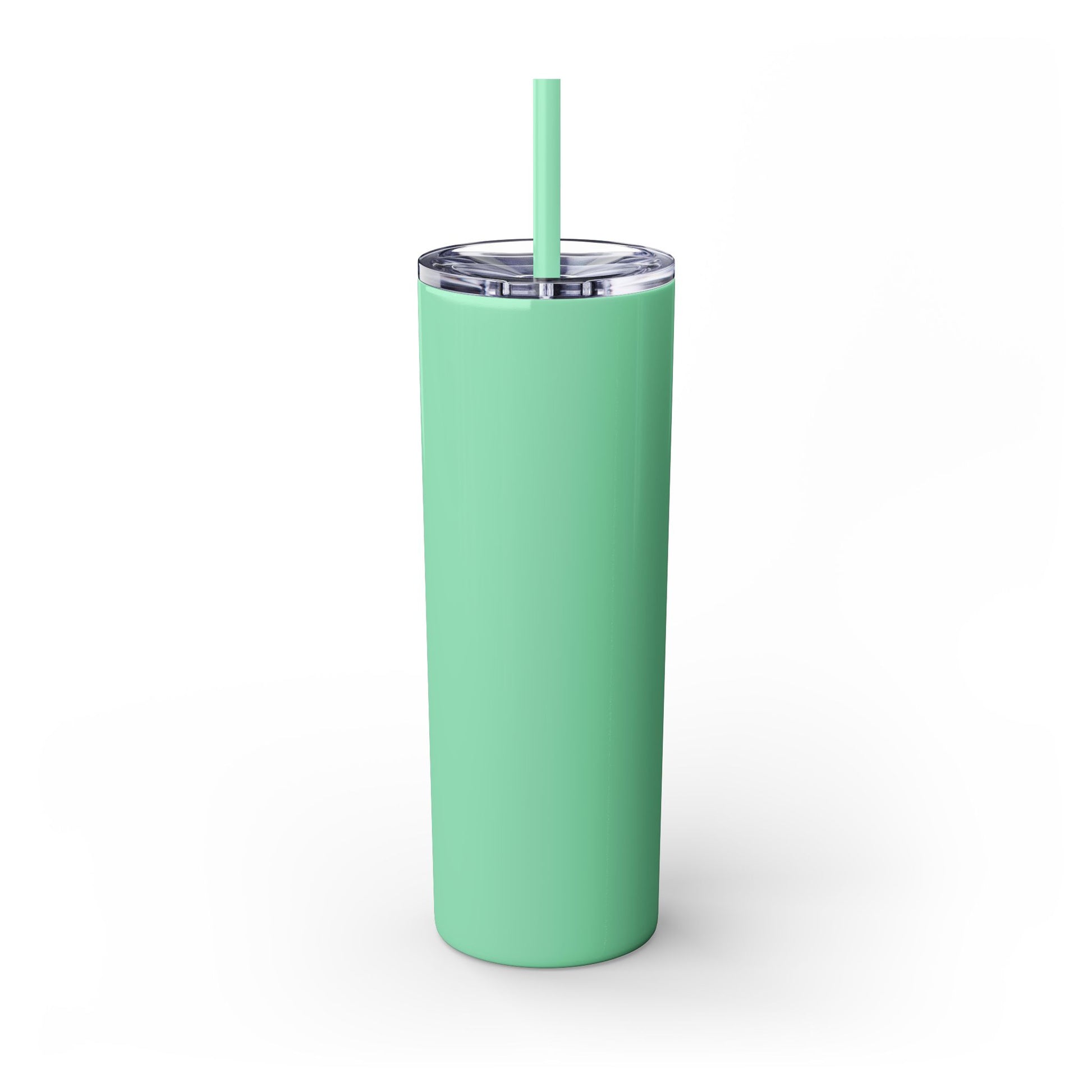 Green Tumbler with straw, 20oz - back