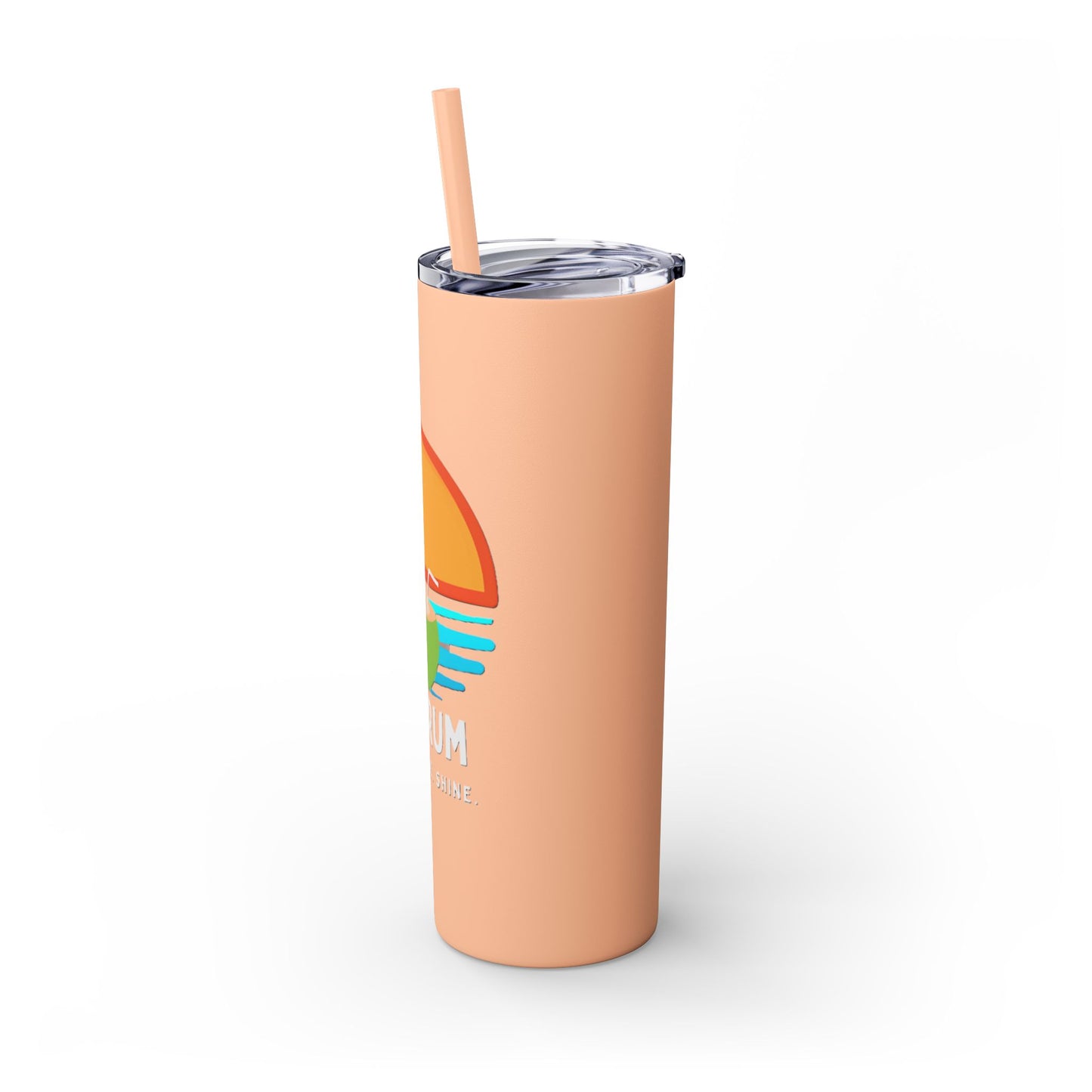 Peach Tumbler with straw, 20oz - side