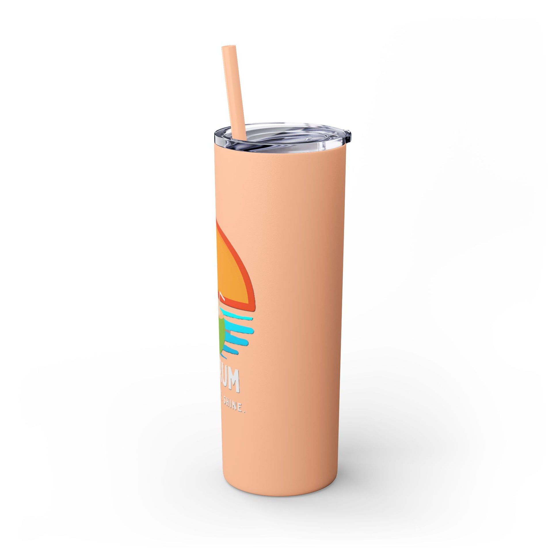 Peach Tumbler with straw, 20oz - side