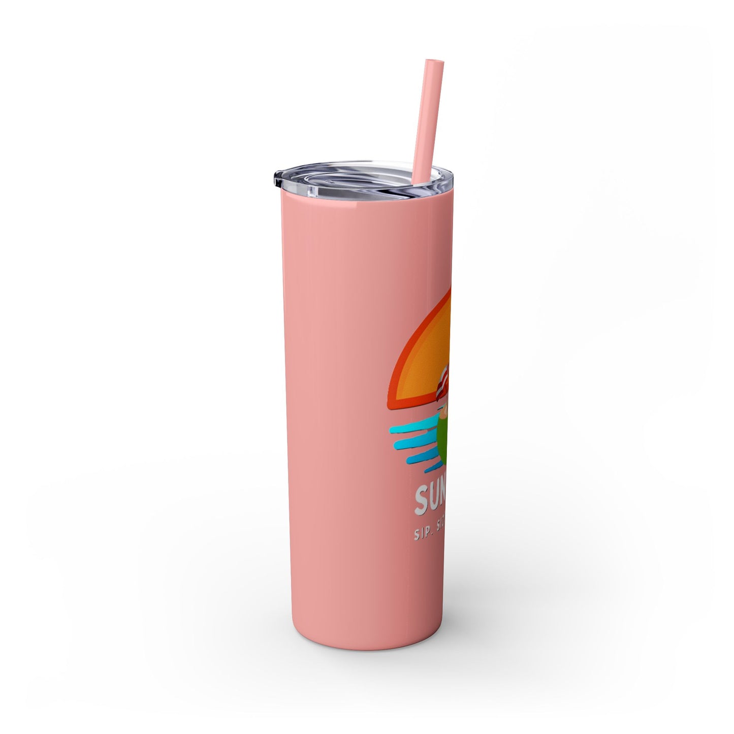 Pink Tumbler with straw, 20oz - side
