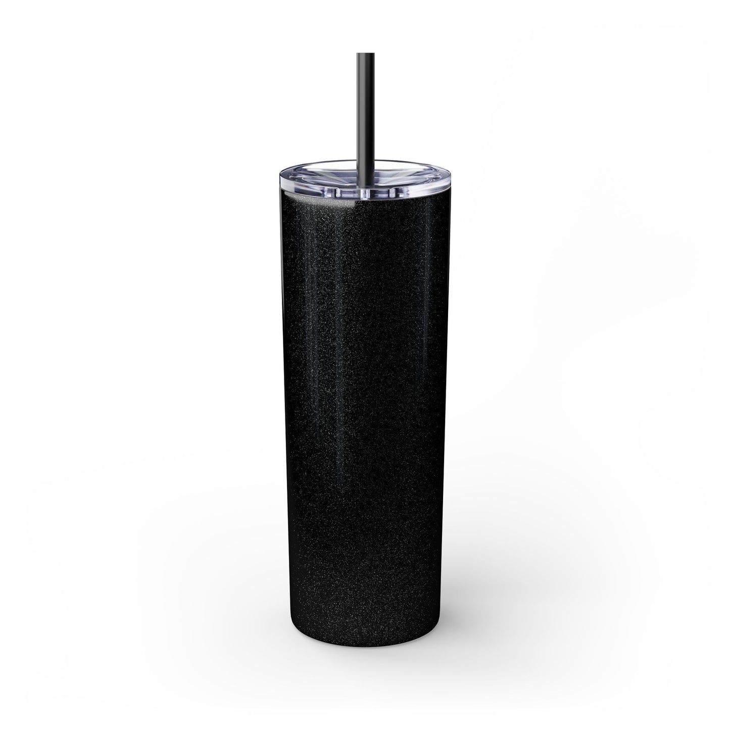 Glossy black Tumbler with straw, 20oz - back