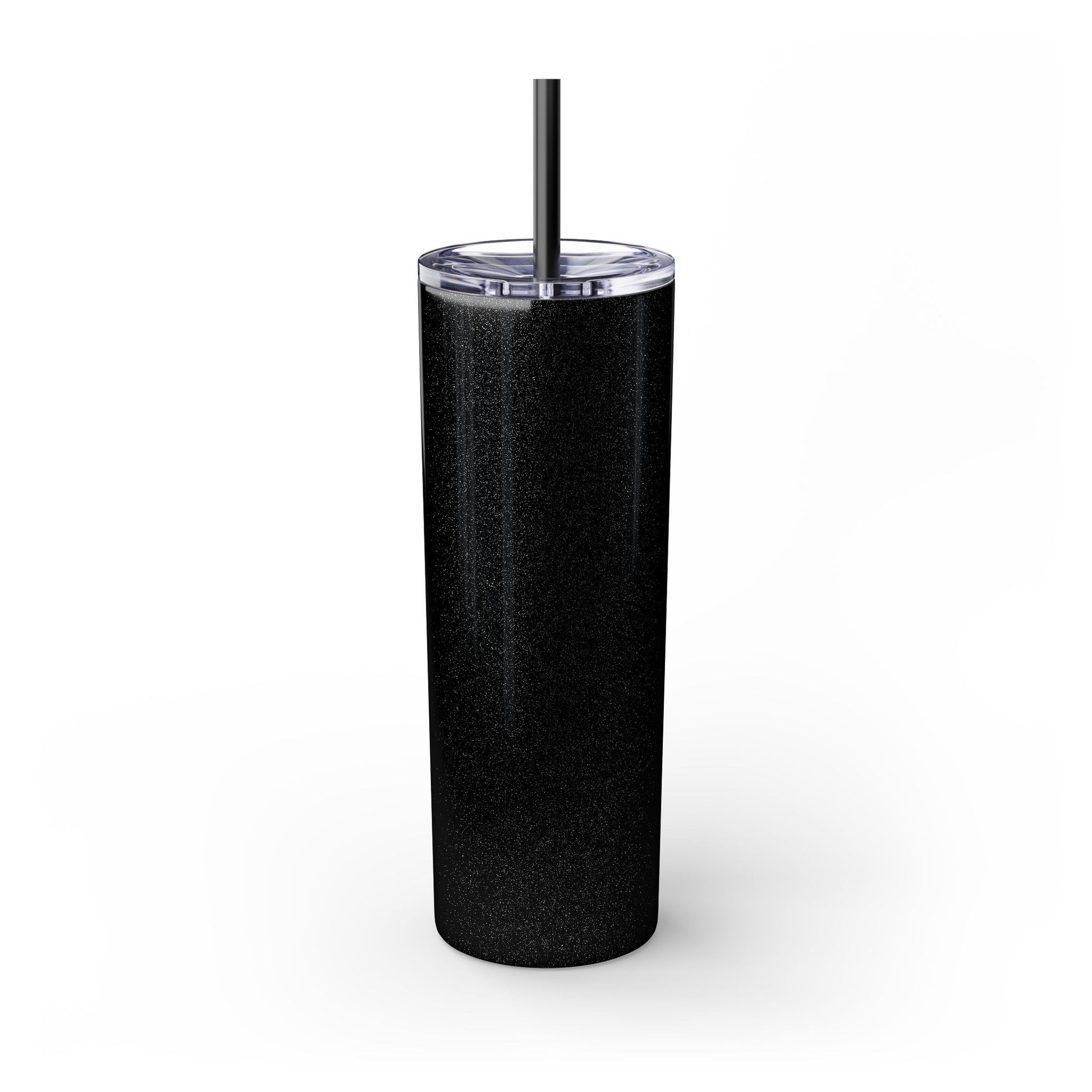 Glossy black Tumbler with straw, 20oz - back