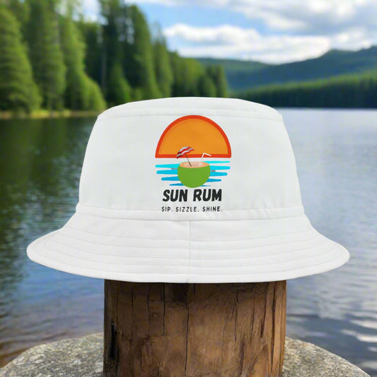 White Bucket hat front side