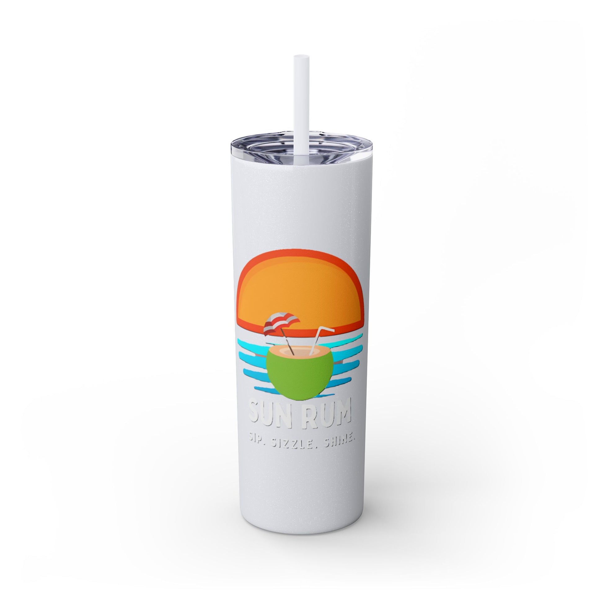 White Tumbler with straw, 20oz - front