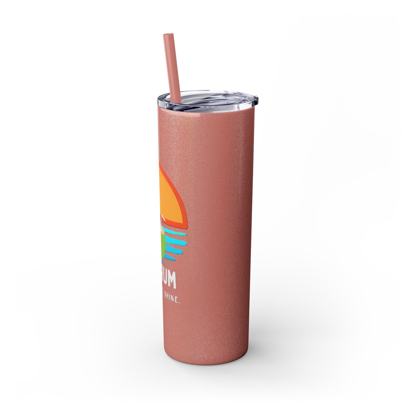Glossy Pink Tumbler with straw, 20oz - back