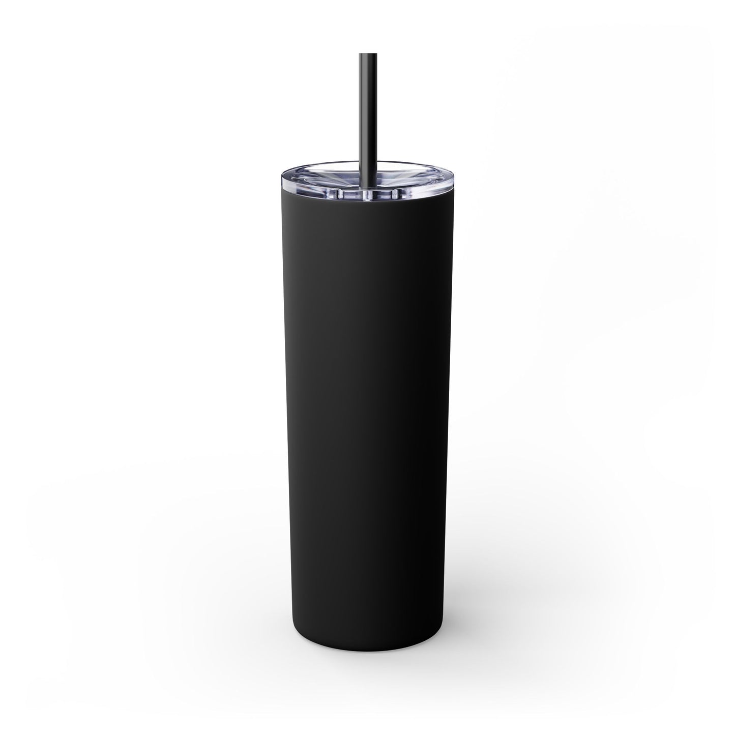black Tumbler with straw, 20oz - back