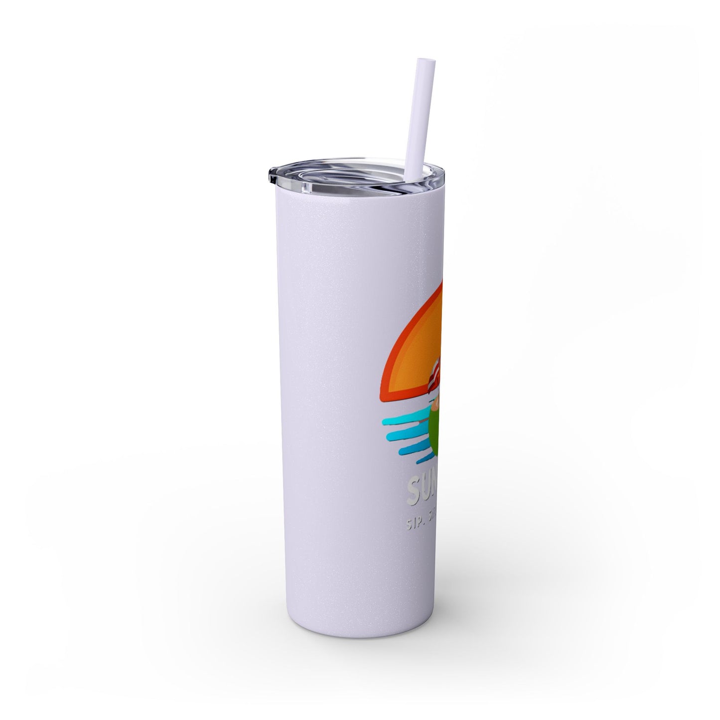 White Tumbler with straw, 20oz - side