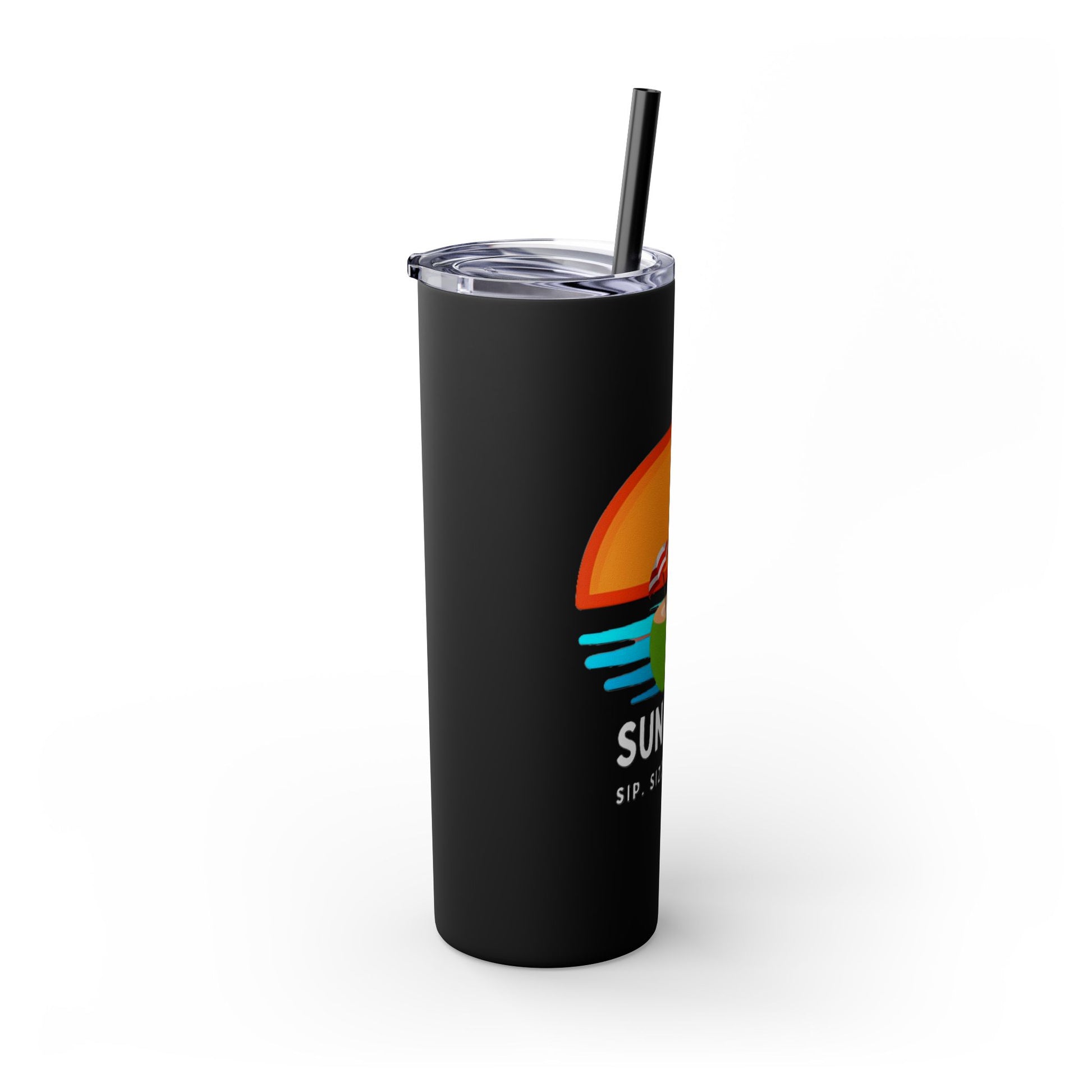 black Tumbler with straw, 20oz - side