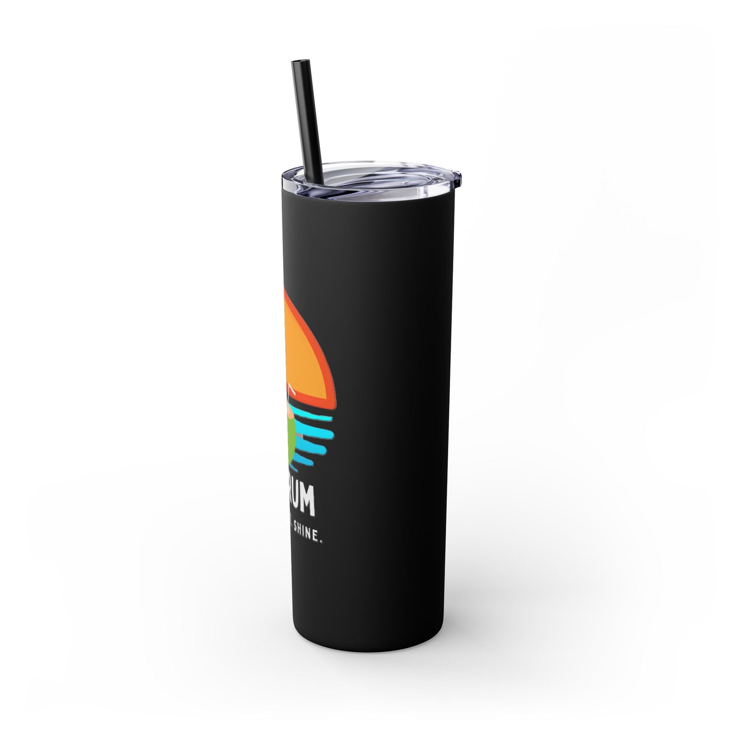 Black Tumbler with straw, 20oz - side