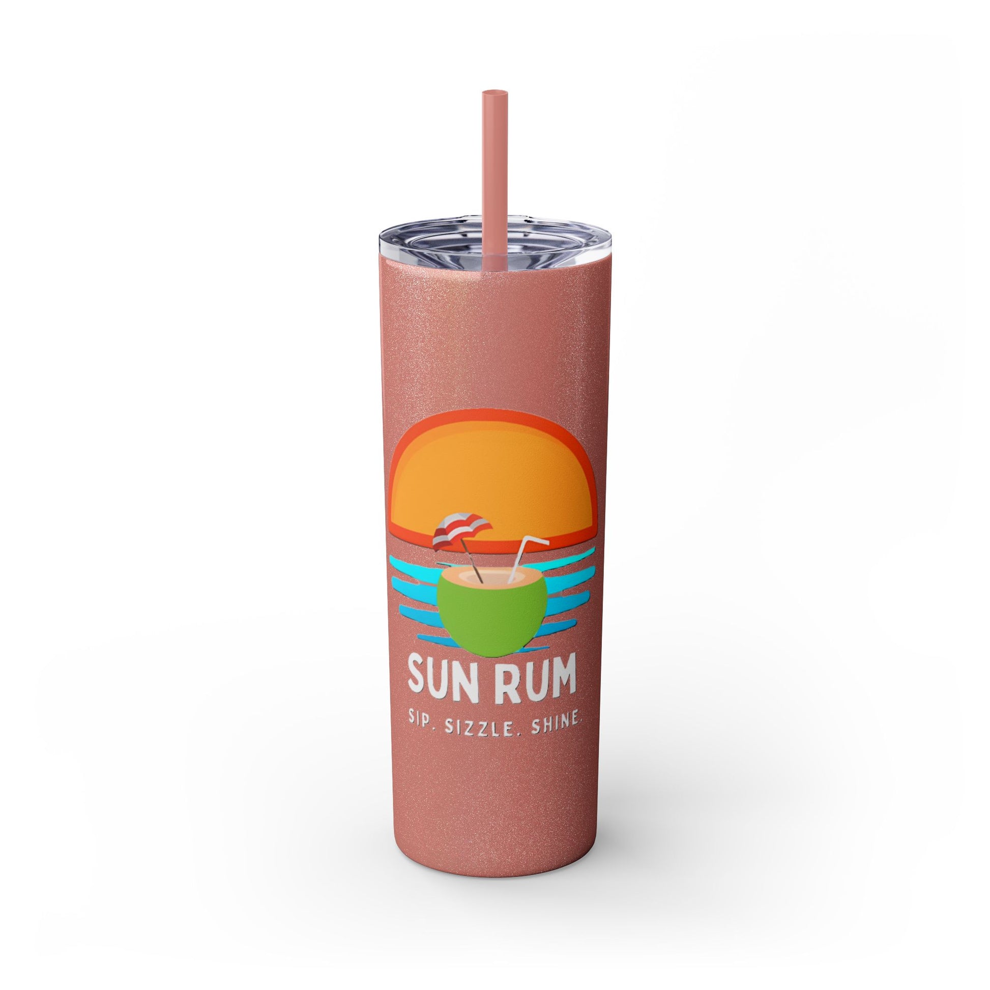 Glossy Pink Tumbler with straw, 20oz - front