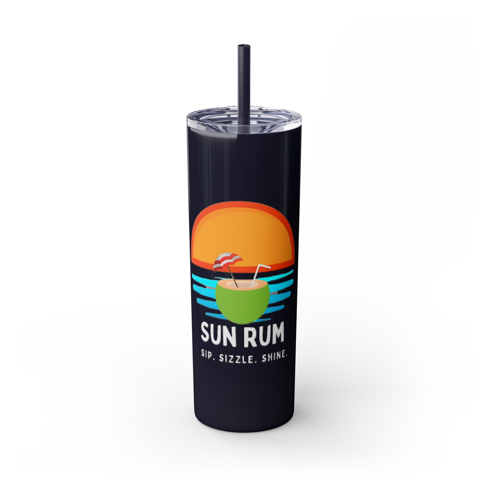 Black Tumbler with straw, 20oz - front