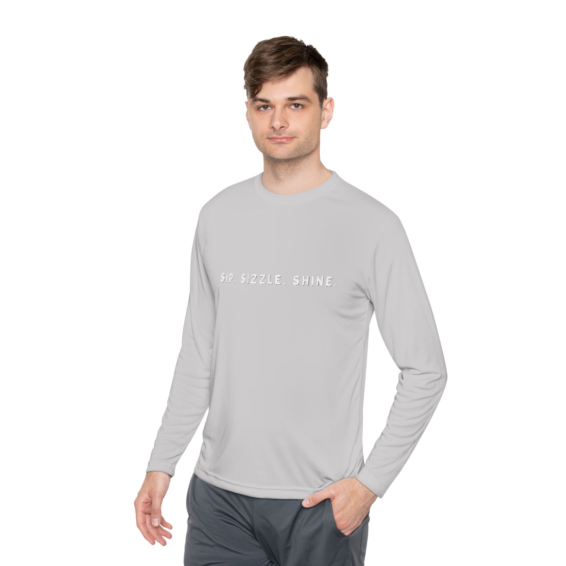 Grey Unisex Lightweight Long Sleeve Tee: front