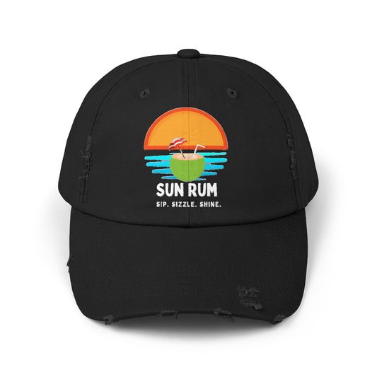Black Unisex Distressed Hat - front