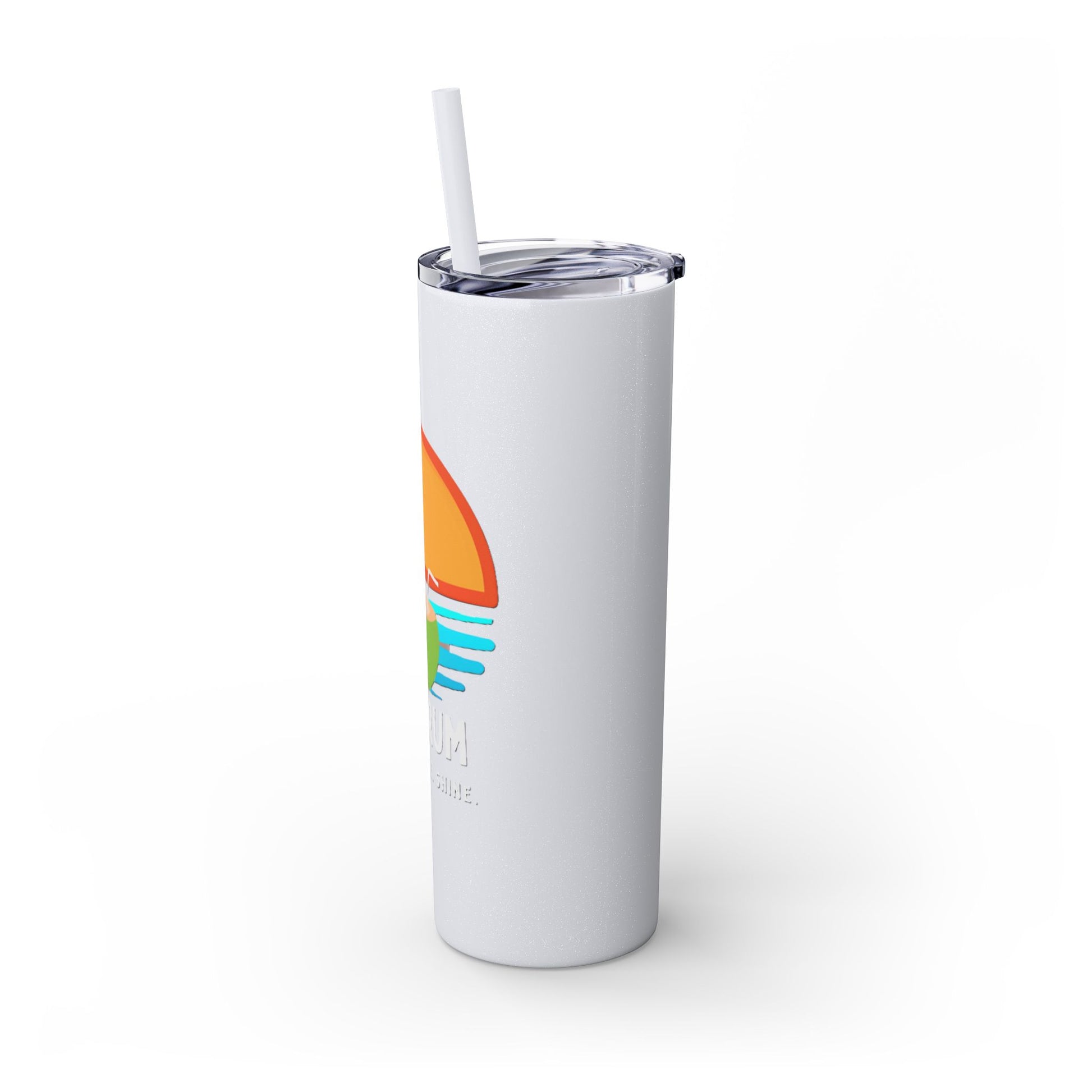 White Tumbler with straw, 20oz - side