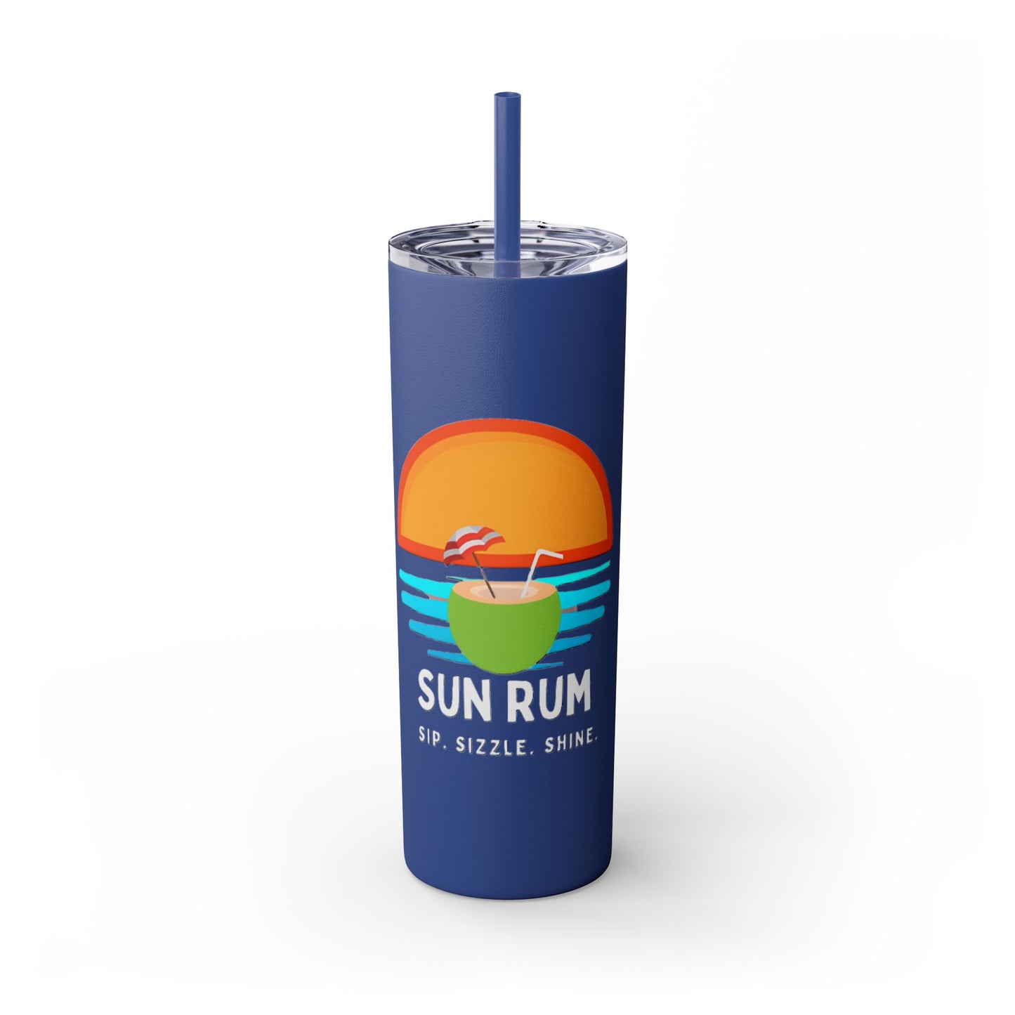 Blue Tumbler with straw, 20oz - front