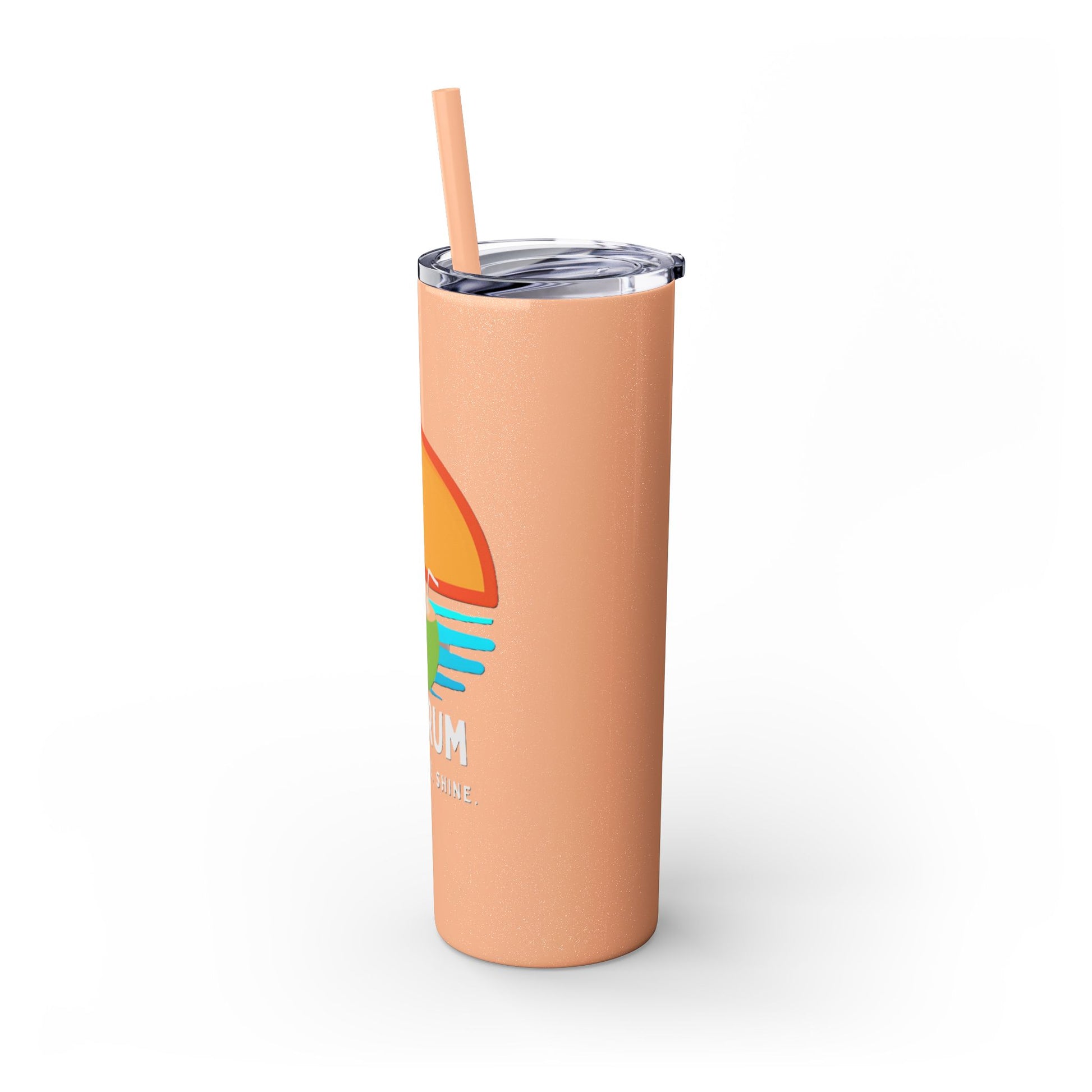 Peach Tumbler with straw, 20oz - side